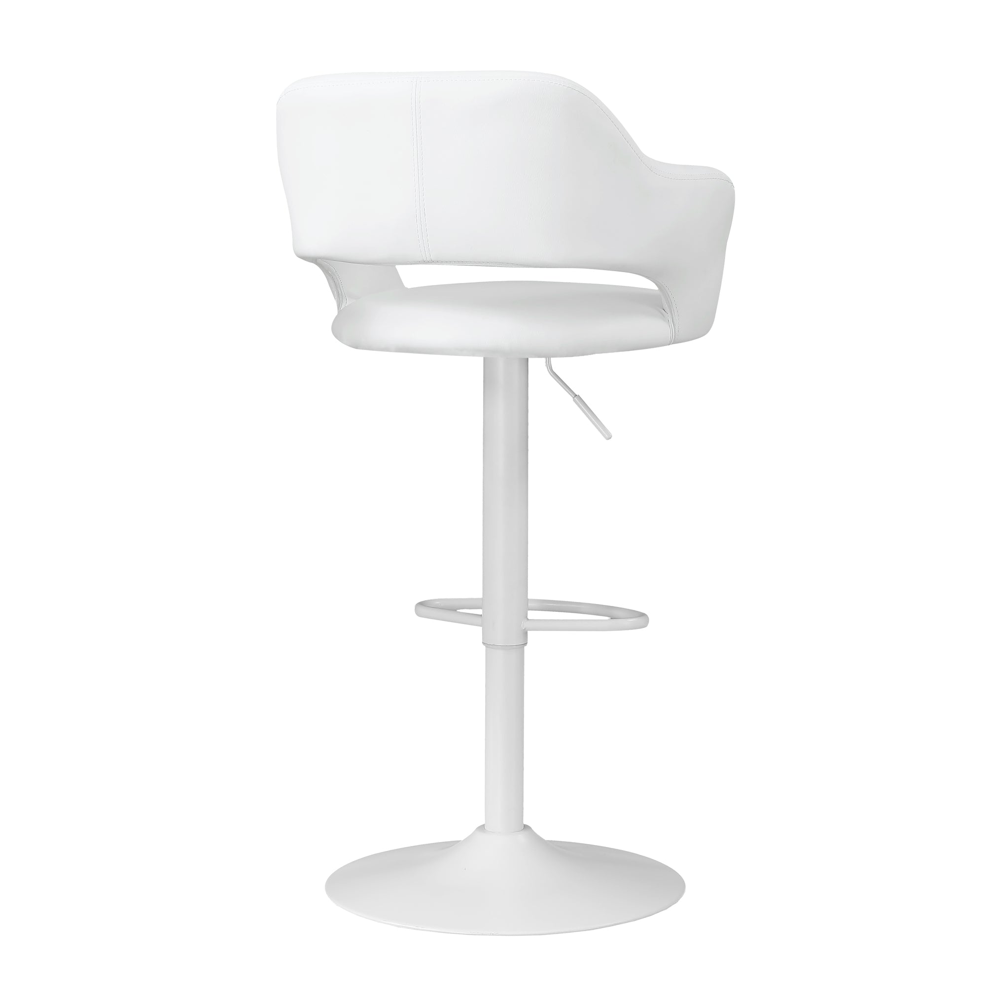 Barstool - White / White Metal Hydraulic Lift