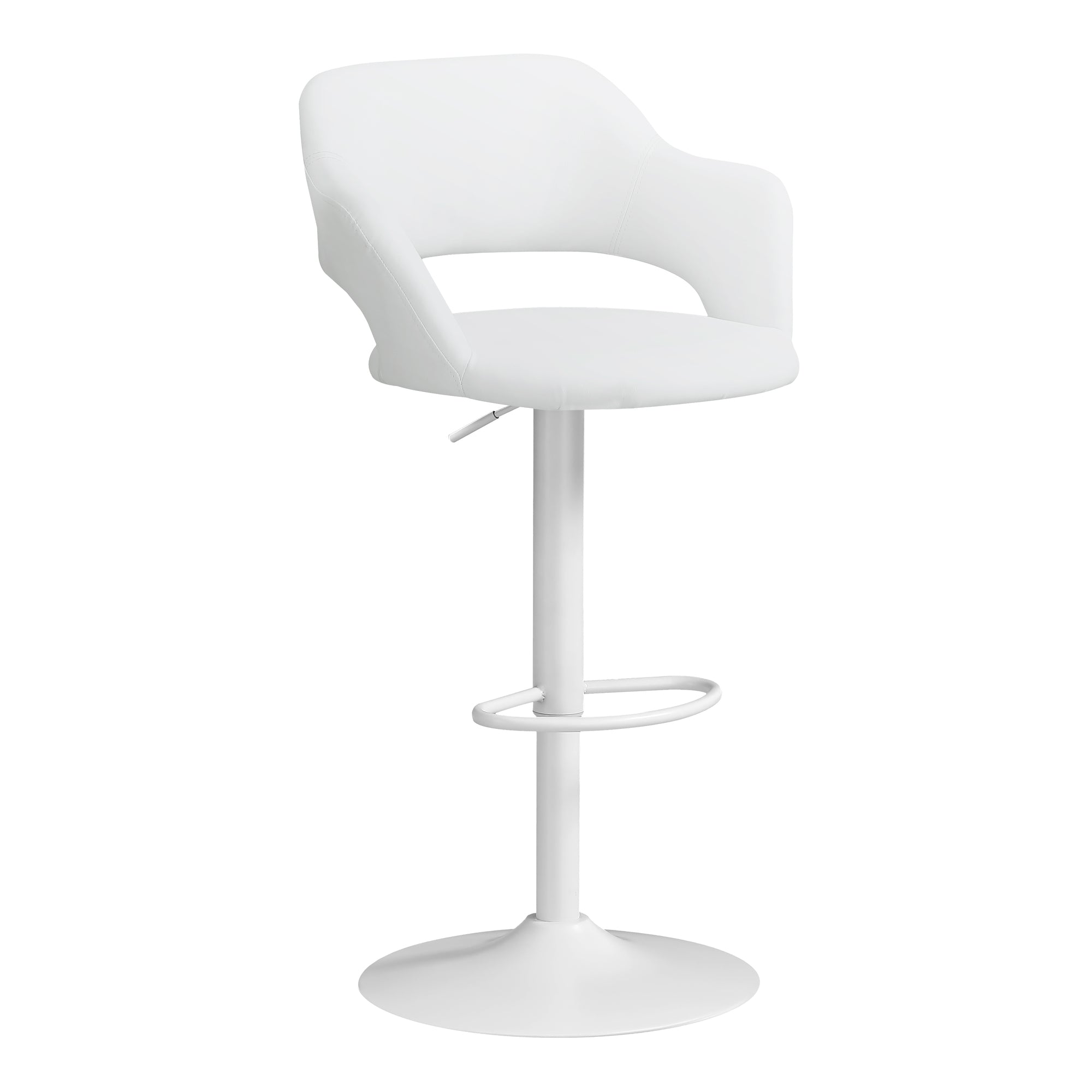 Barstool - White / White Metal Hydraulic Lift