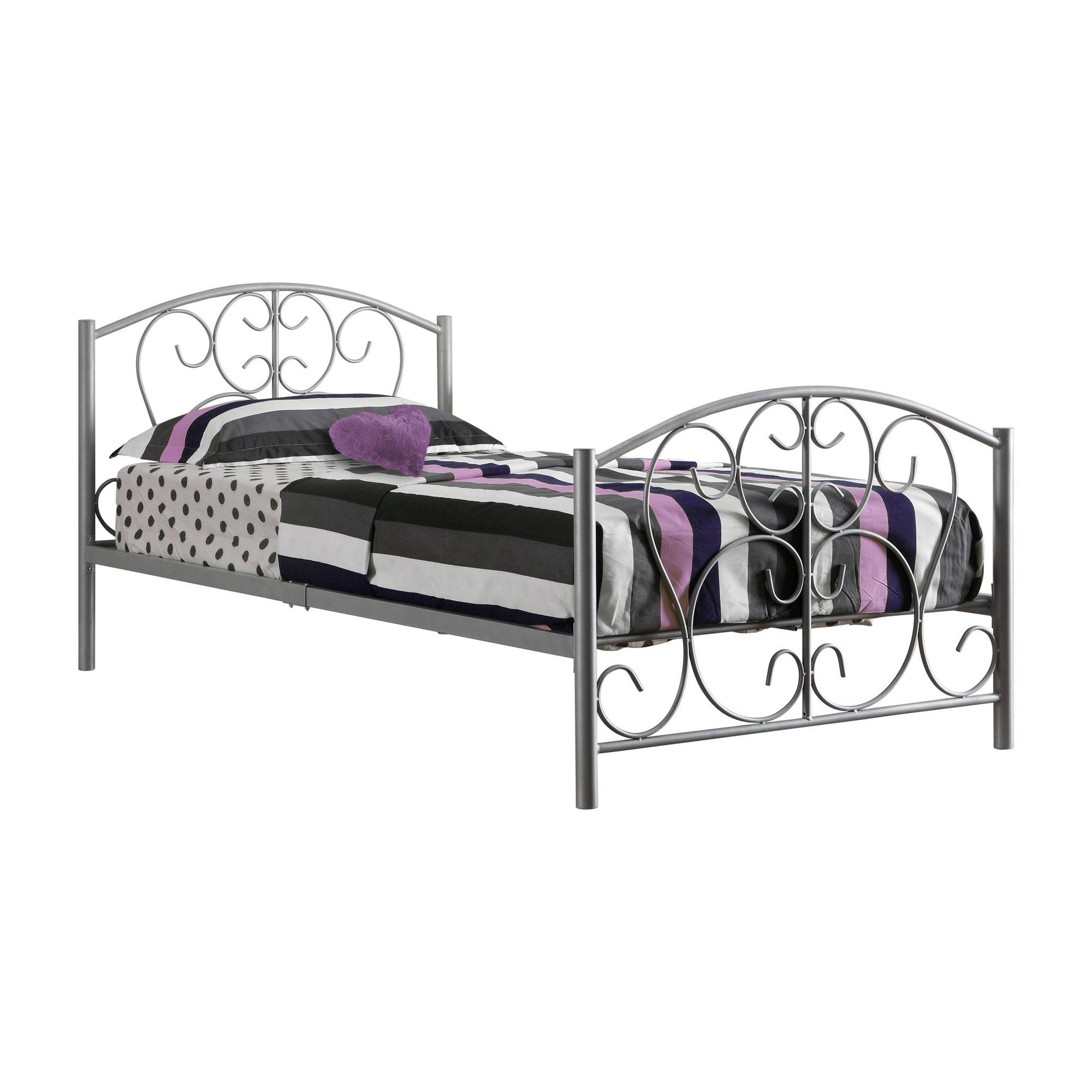 Bed - Twin Size / Silver Metal Frame Only