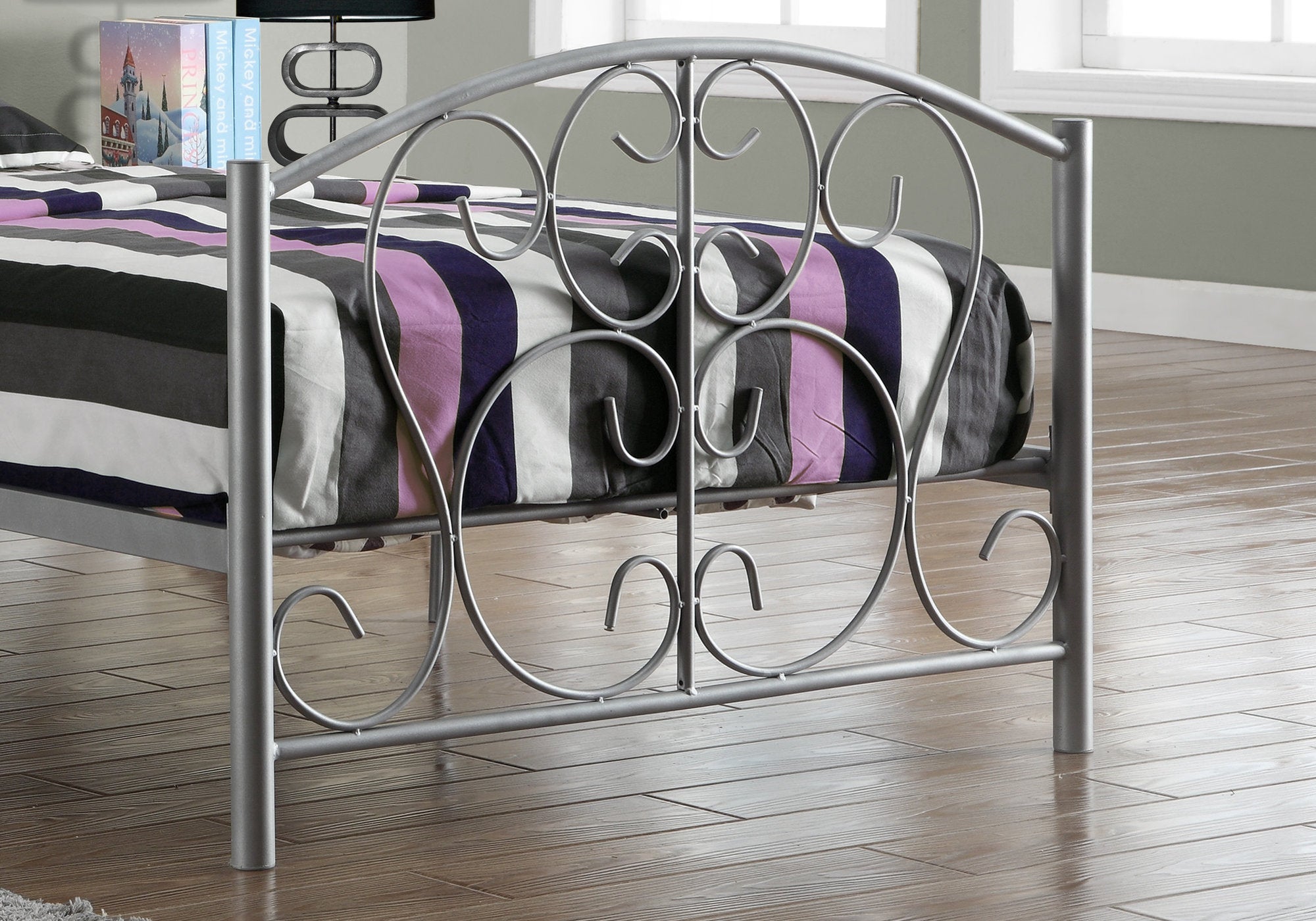 Bed - Twin Size / Silver Metal Frame Only