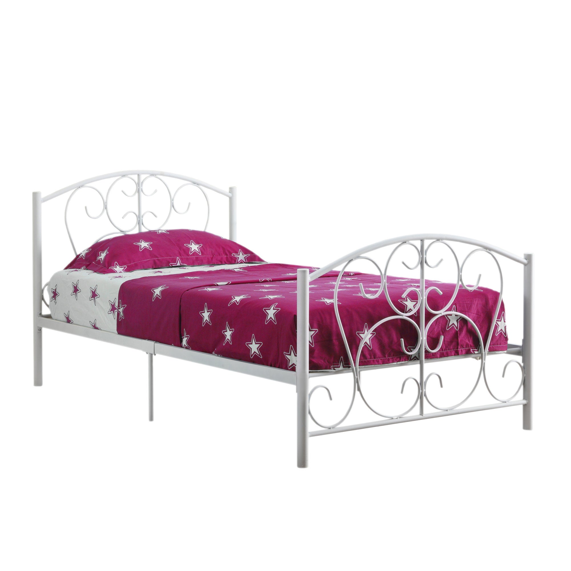 Bed - Twin Size / White Metal Frame Only