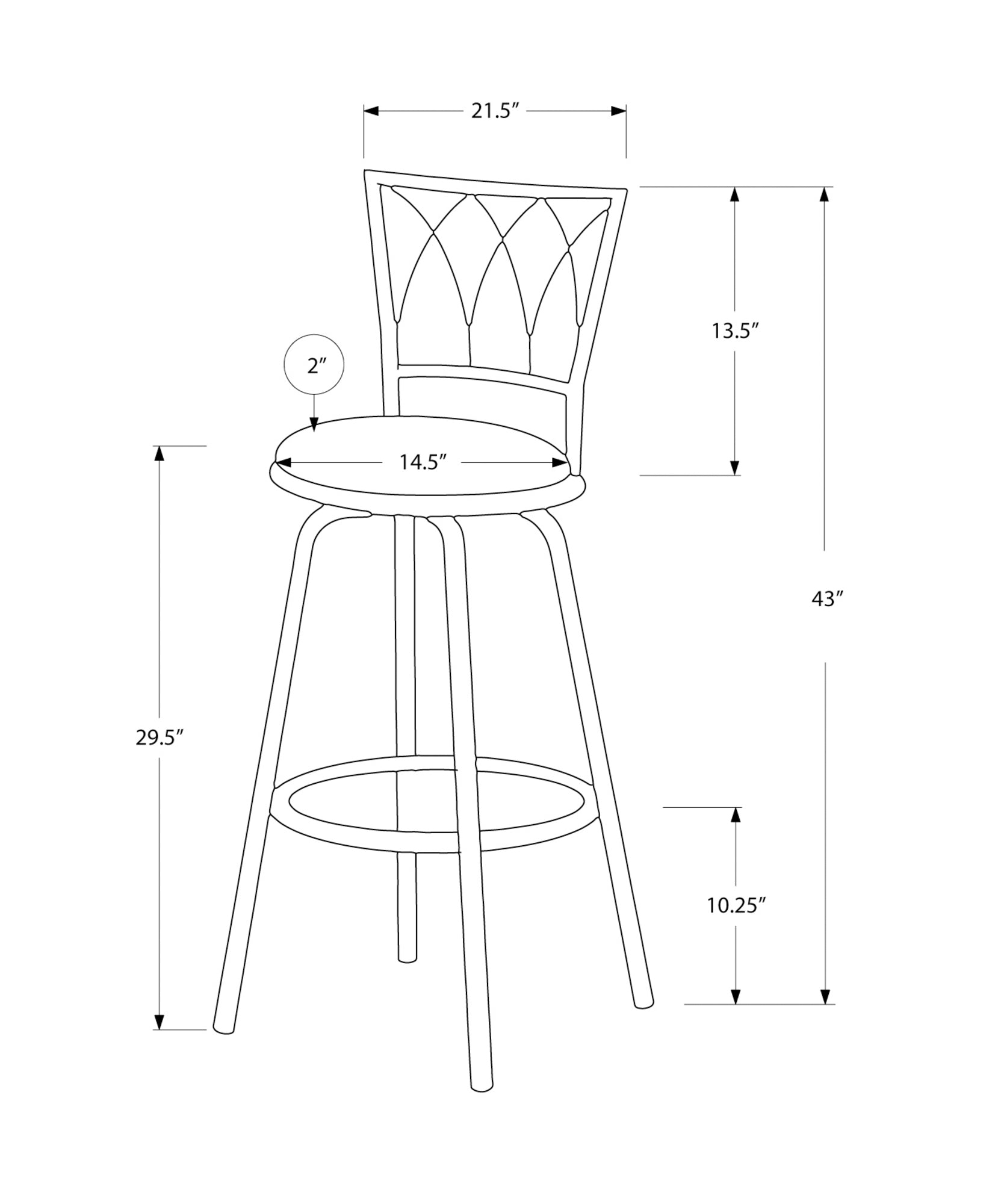 Barstool - 2Pcs / 43H / Swivel / Dark Coffee Metal