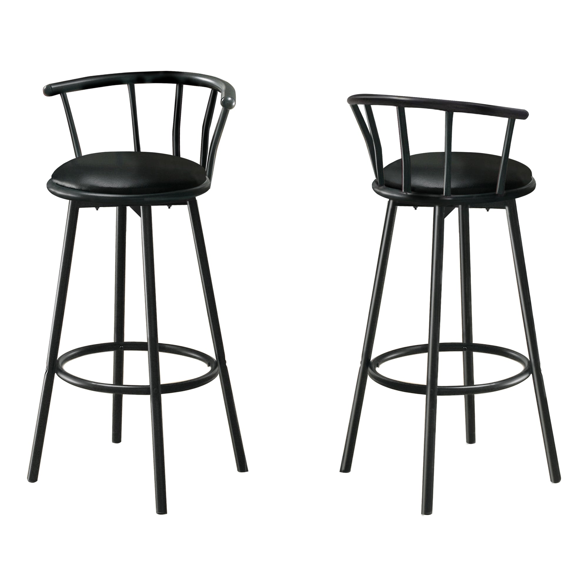 Barstool - 2Pcs / 36H / Swivel / Black Metal