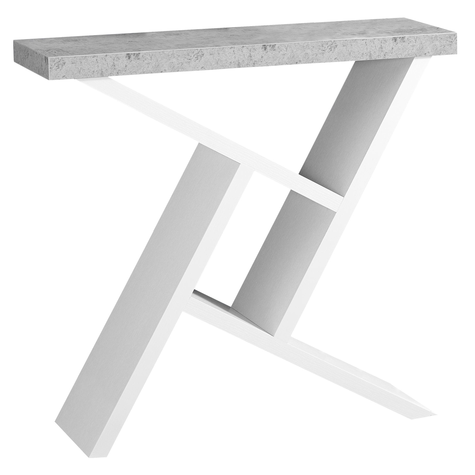Accent Table - 36L / White / Cement-Look Hall Console