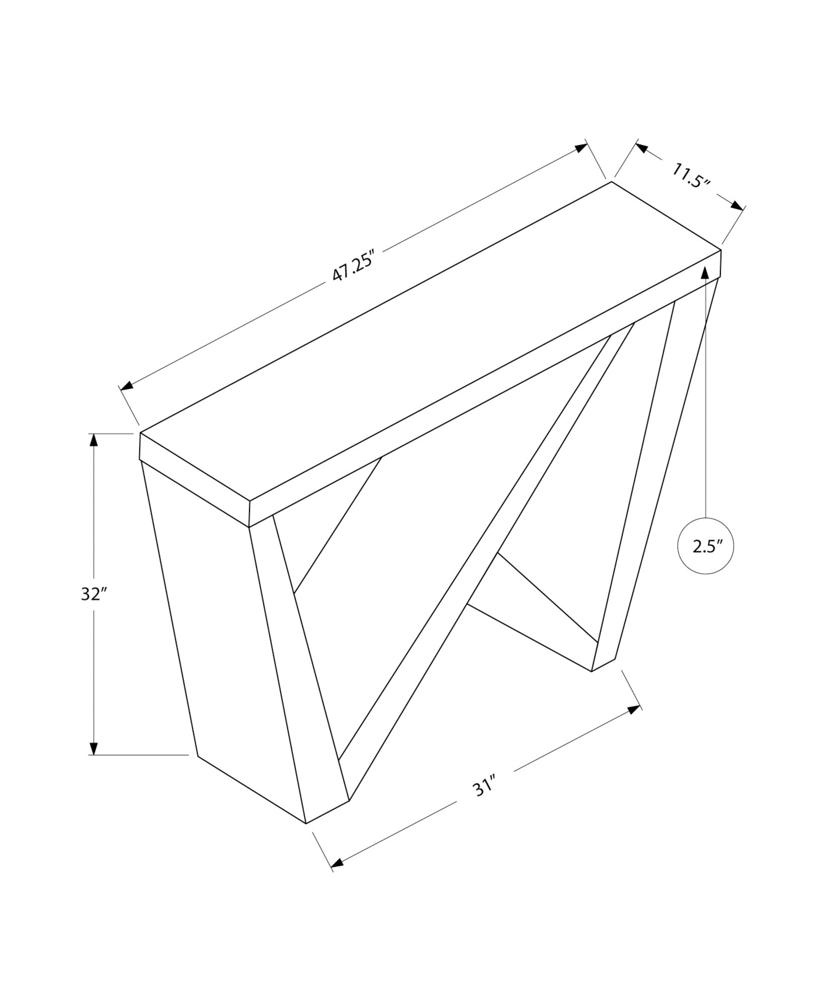 Accent Table - 48L / Dark Taupe Hall Console