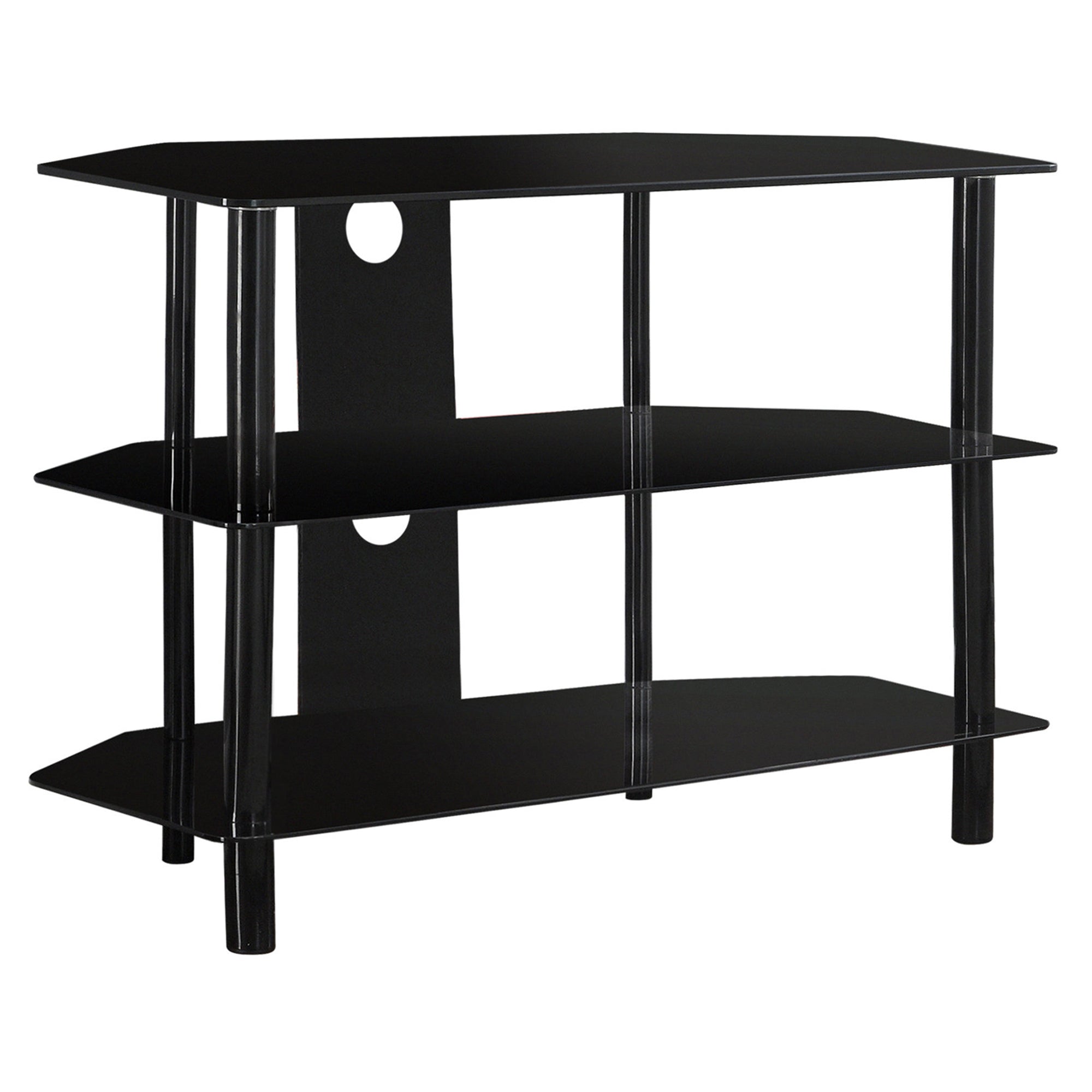 Tv Stand - 36L / Black Metal With Tempered Black Glass