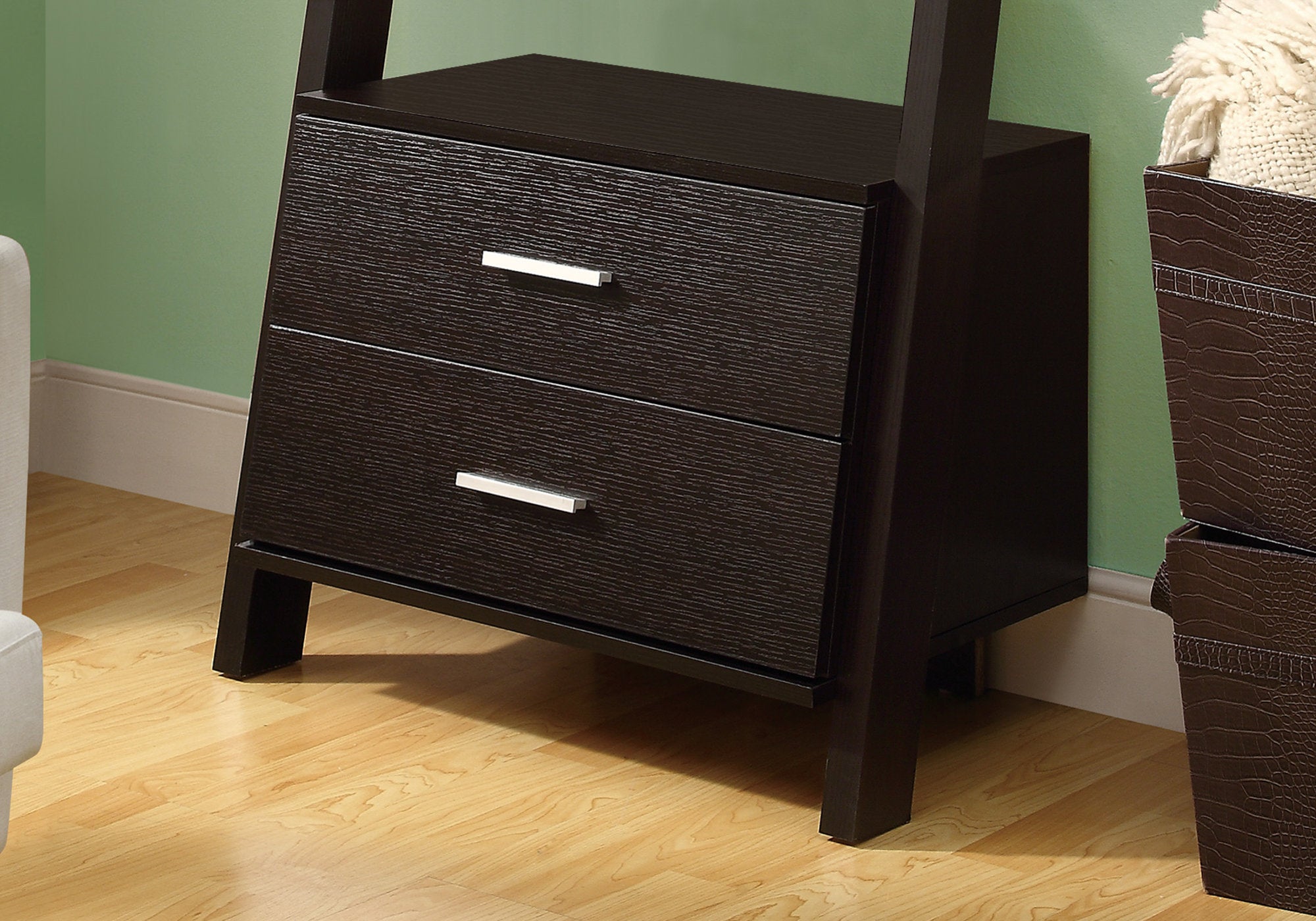 Bookcase - 69H / Espresso Ladder W/ 2 Storage Drawers