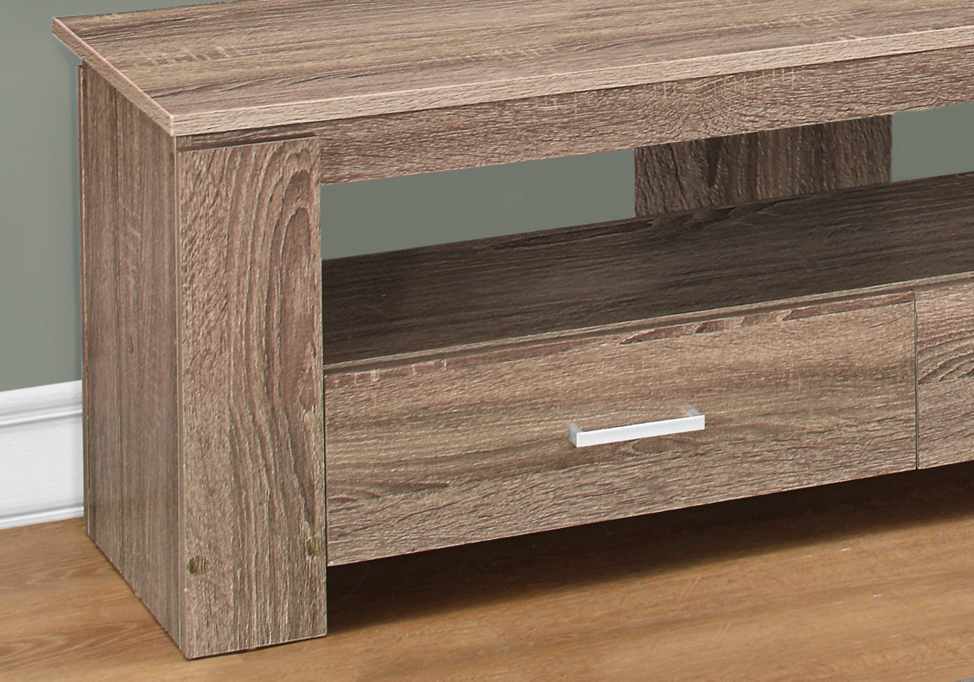 Tv Stand - 48L / Dark Taupe With 2 Storage Drawers