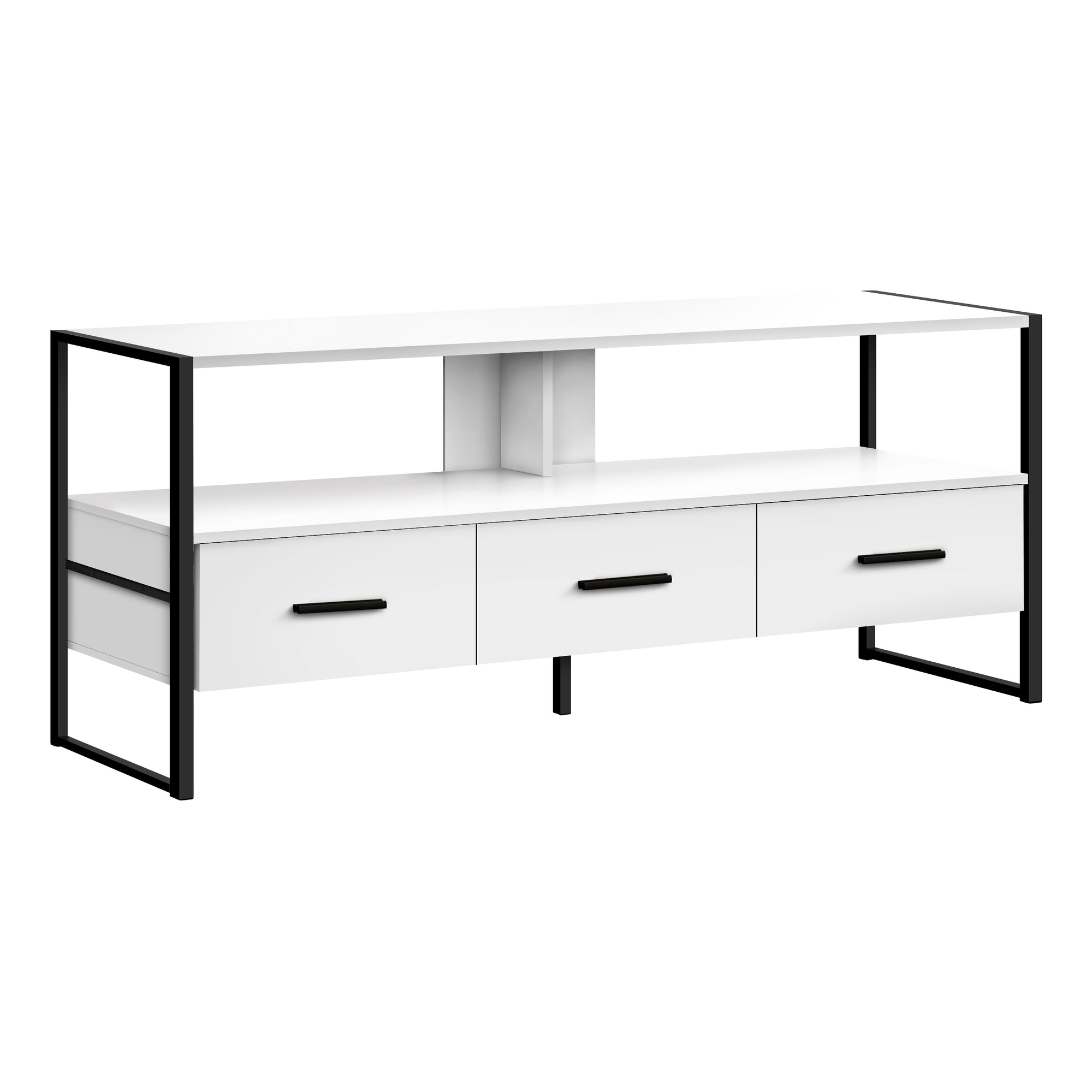 Tv Stand - 48L / White / Black Metal