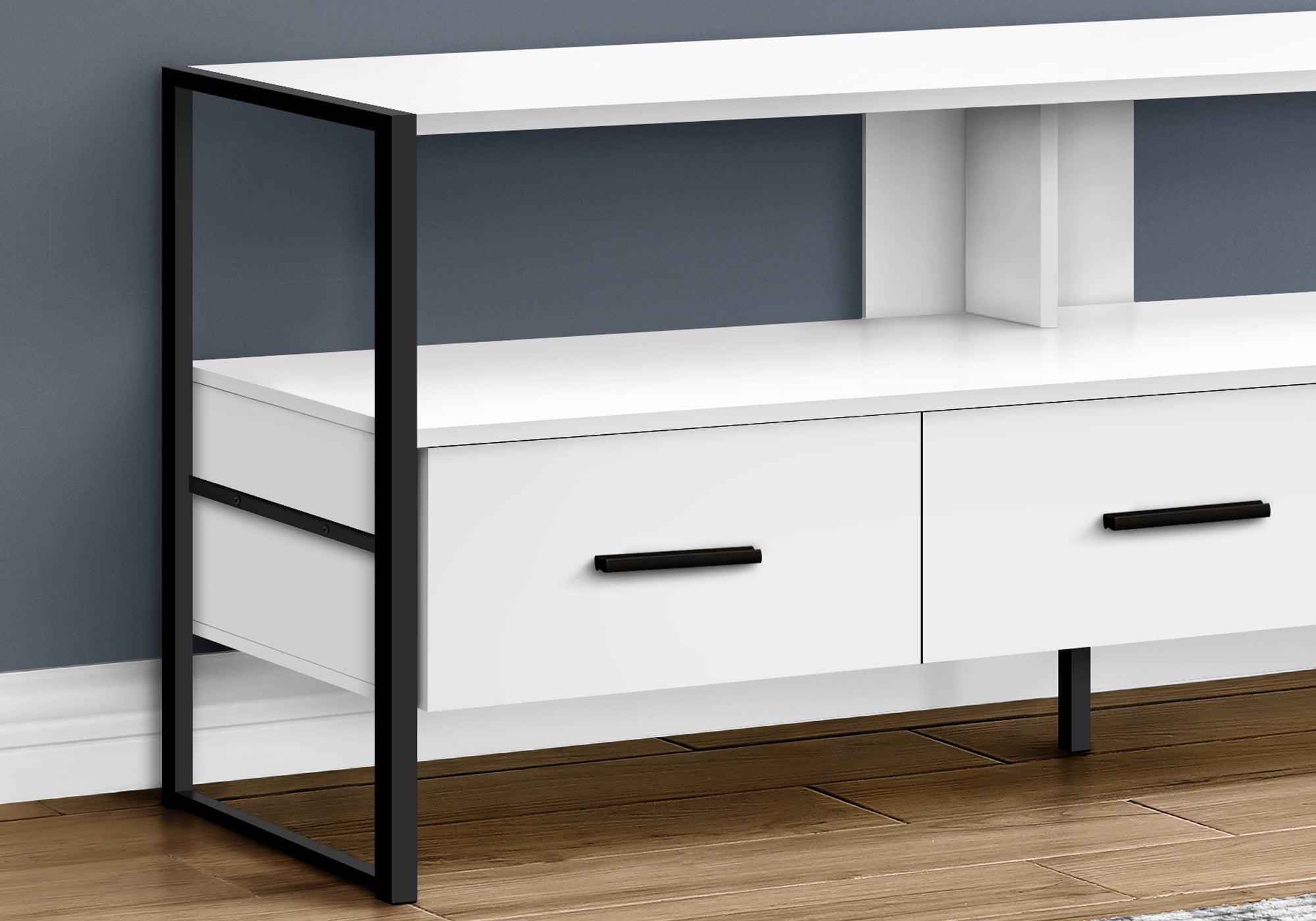 Tv Stand - 48L / White / Black Metal