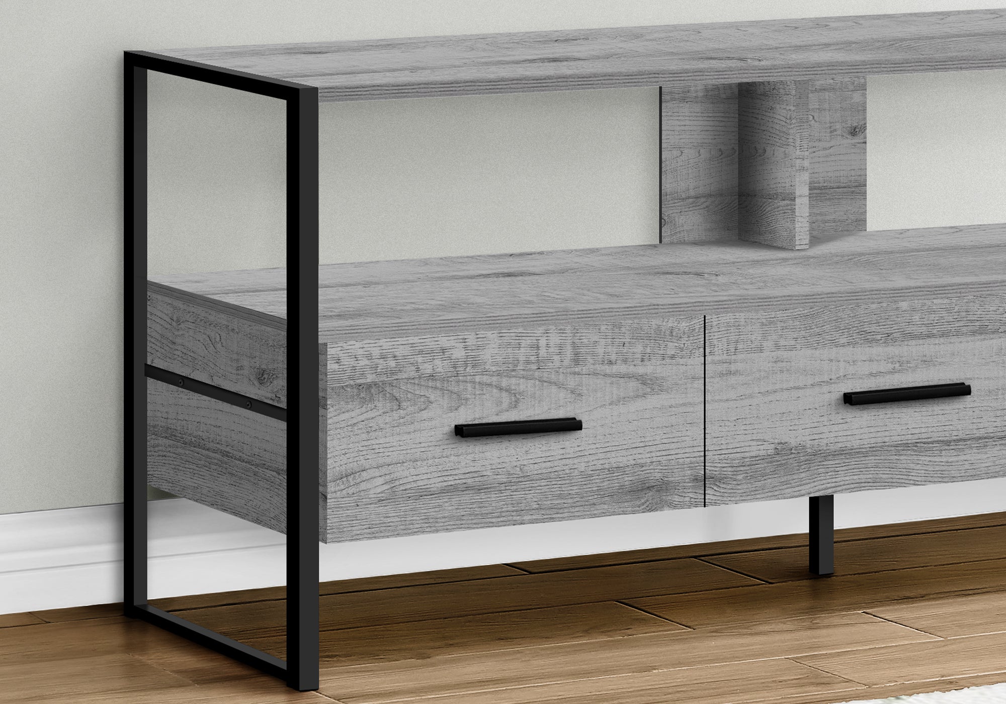 Tv Stand - 48L / Grey / Black Metal