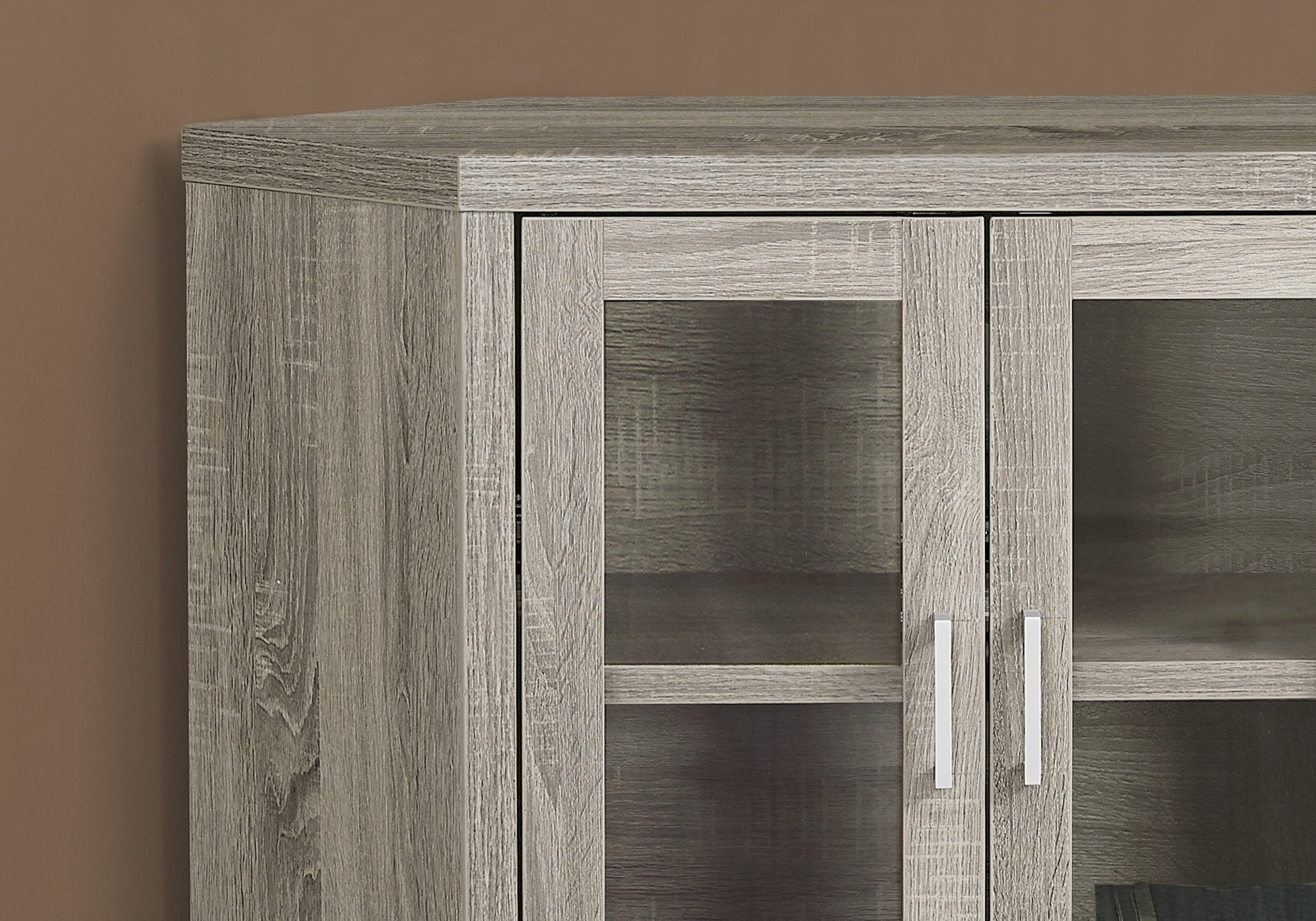 Tv Stand - 42L / Dark Taupe Corner With Glass Doors