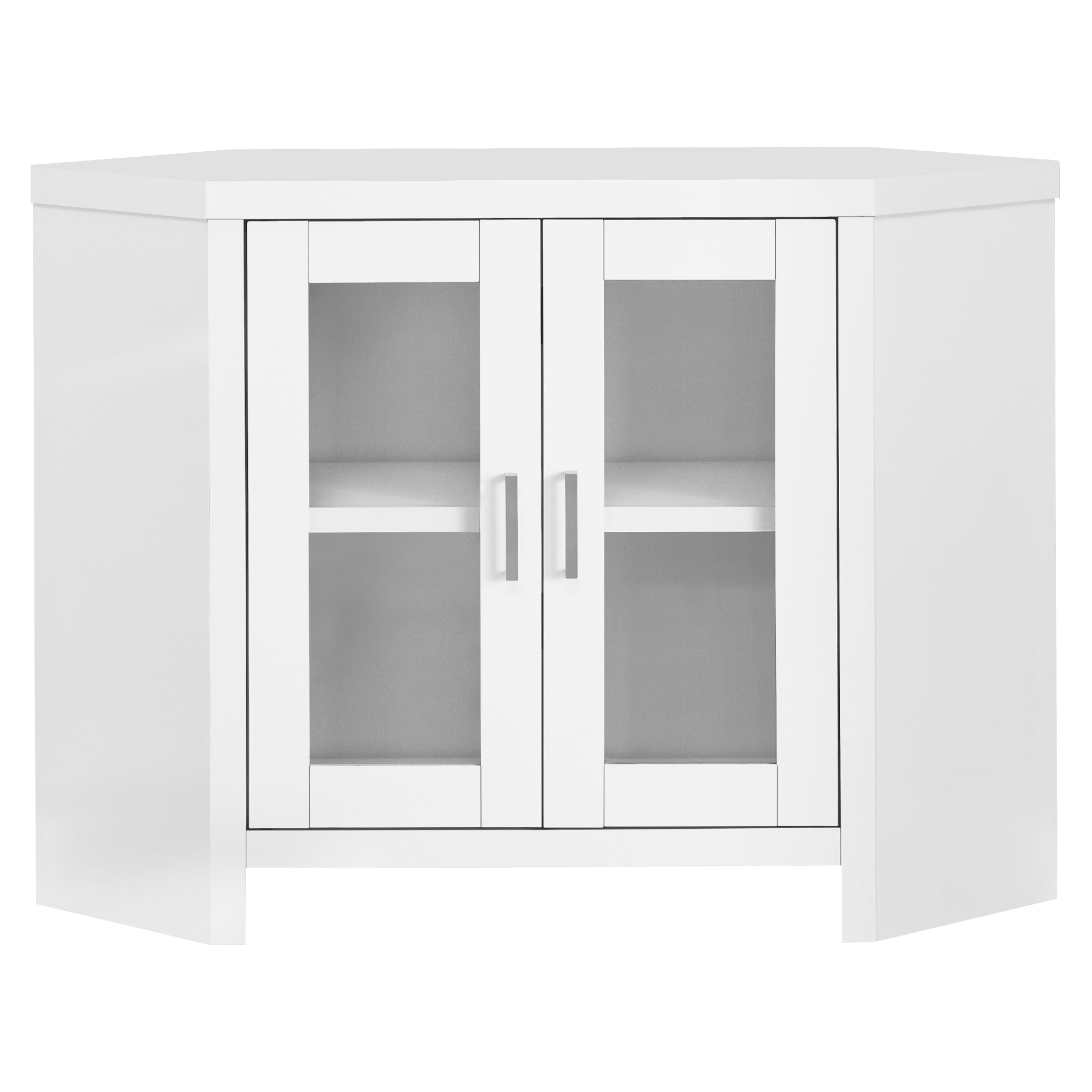 Tv Stand - 42L / White Corner With Glass Doors
