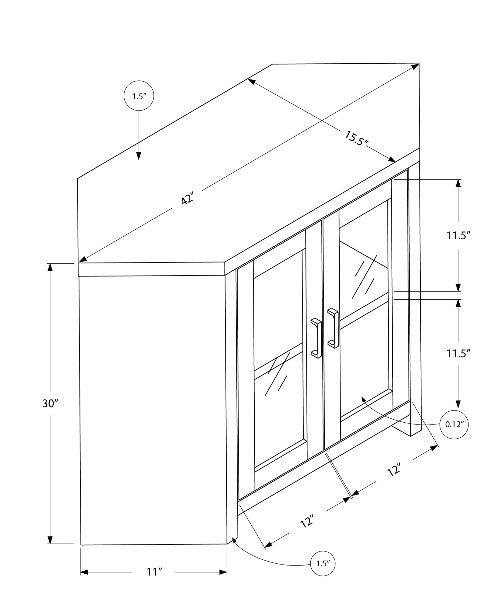 Tv Stand - 42L / White Corner With Glass Doors