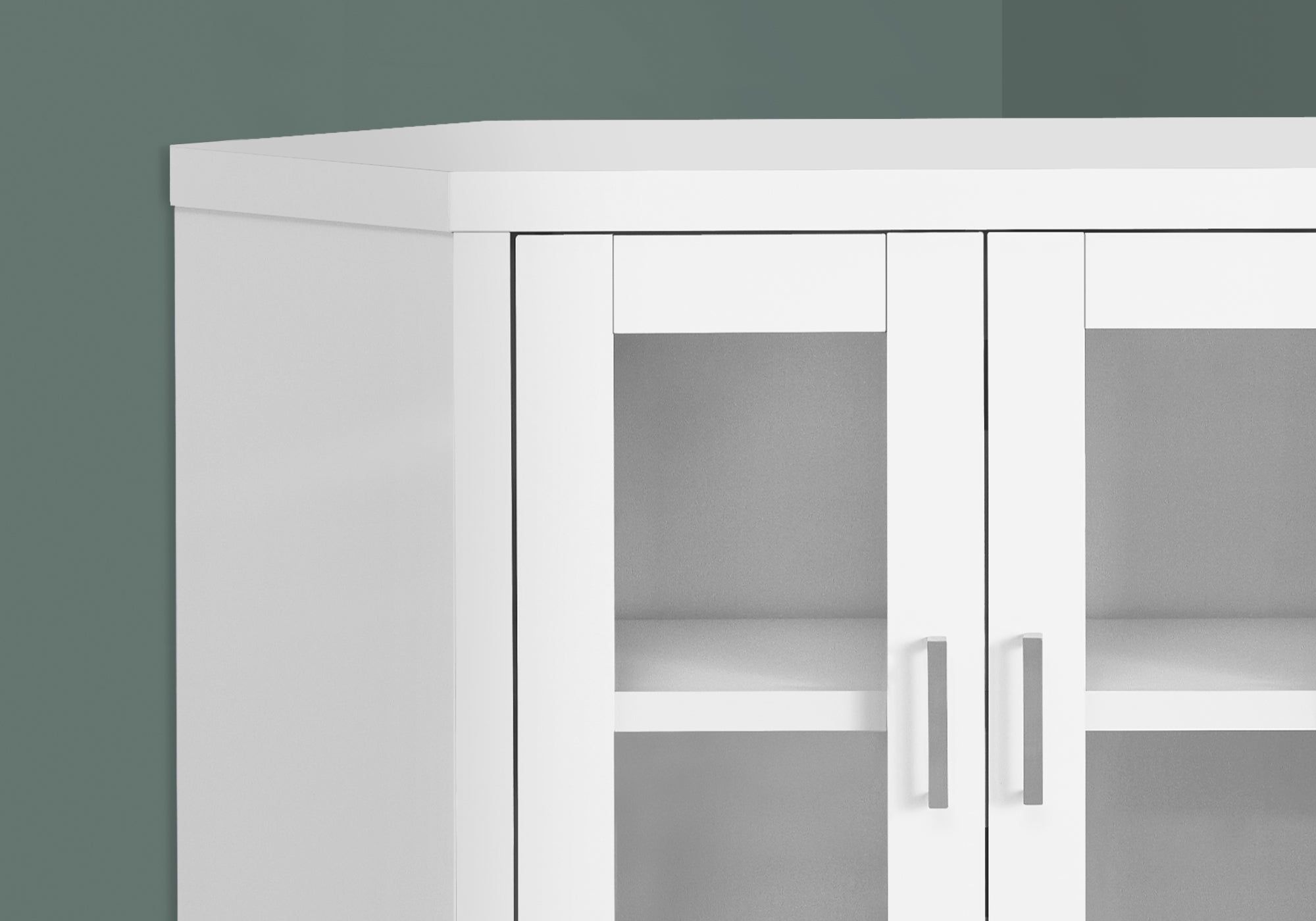 Tv Stand - 42L / White Corner With Glass Doors