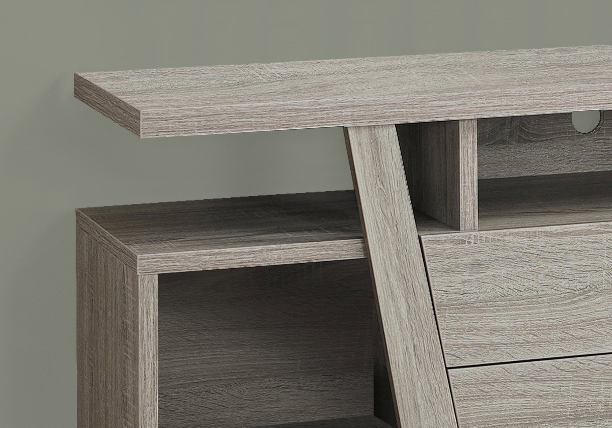 Tv Stand - 60L / Dark Taupe With 2 Storage Drawers