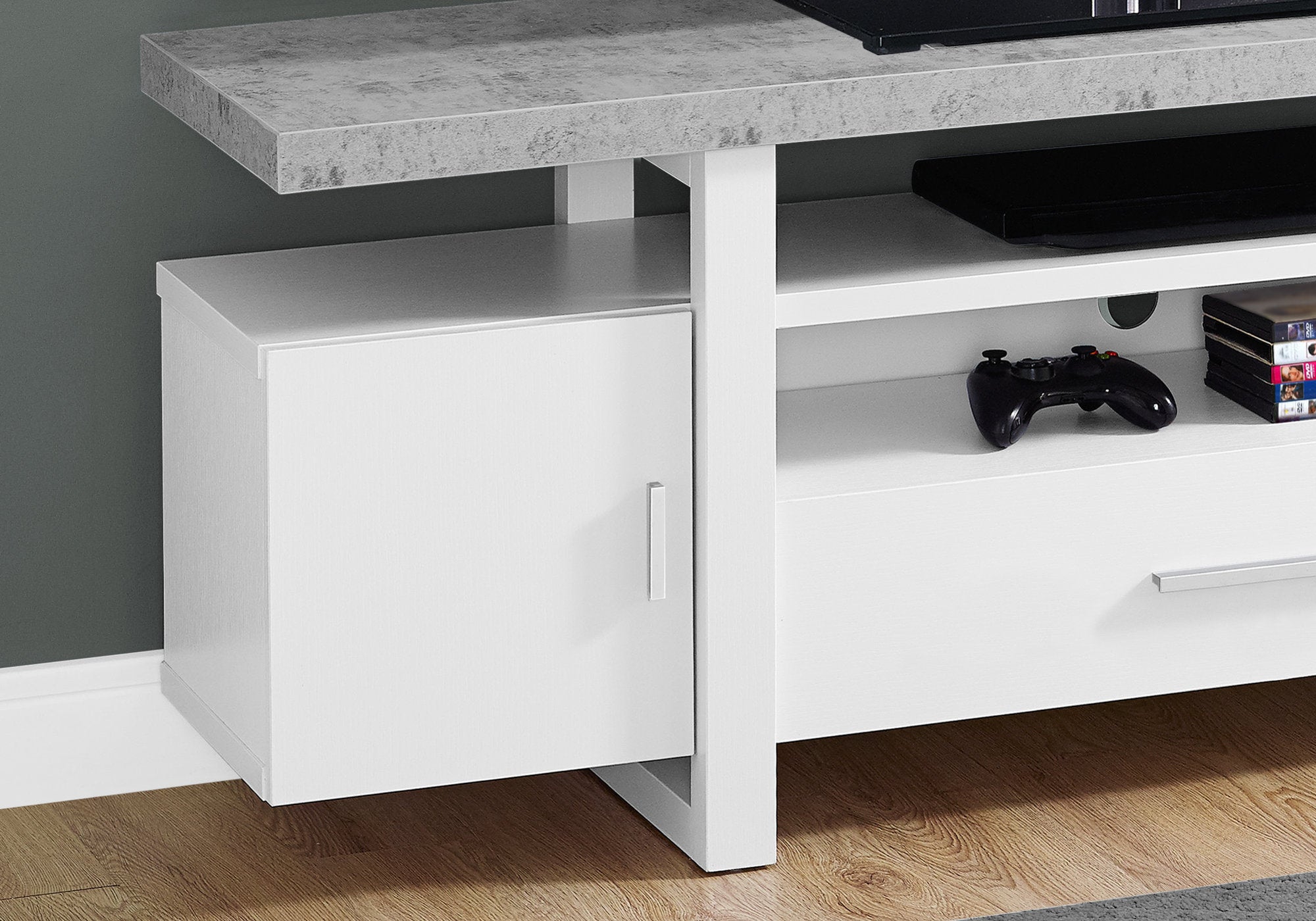 Tv Stand - 60L / White / Cement-Look Top