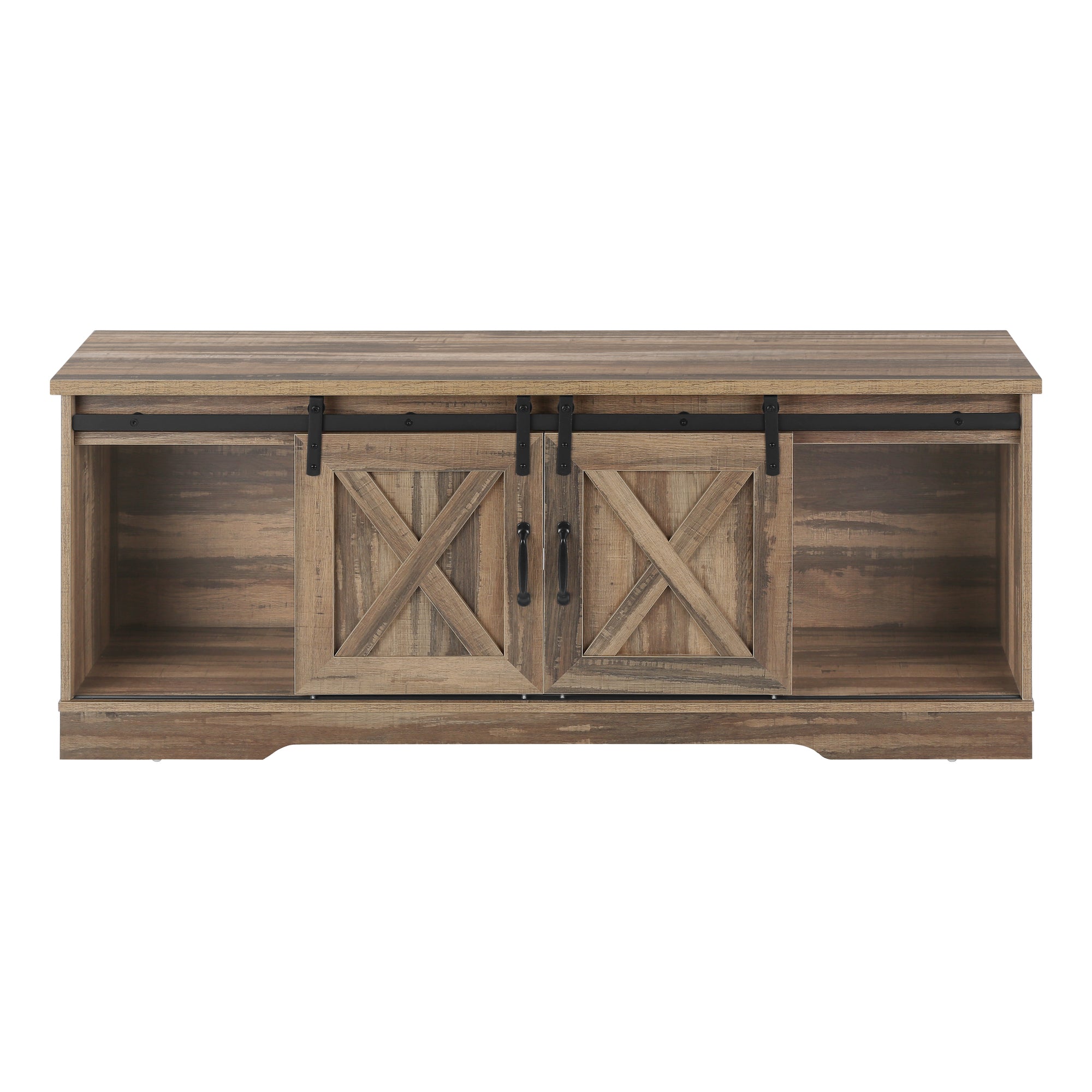 Tv Stand - 60L / Brown Reclaimed-Look / 2 Sliding Doors