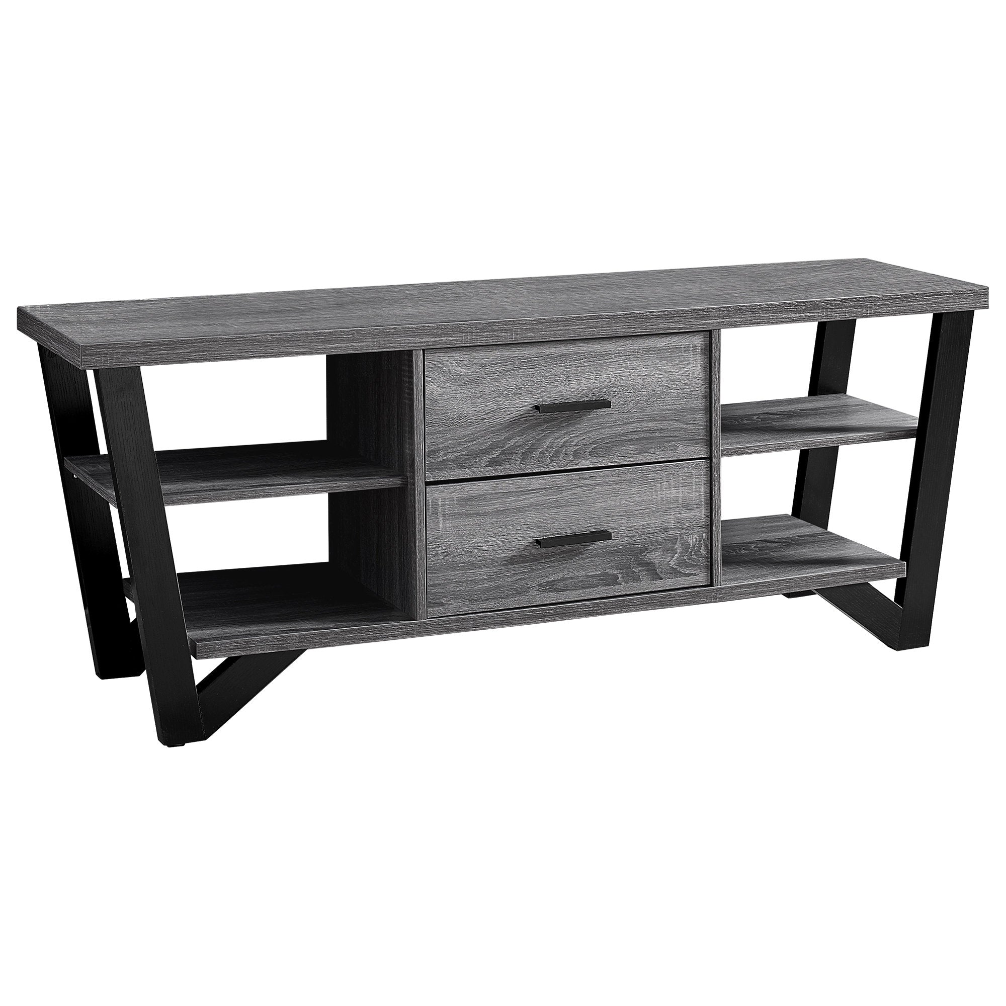 Tv Stand - 60L / Grey-Black With 2 Storage Drawers