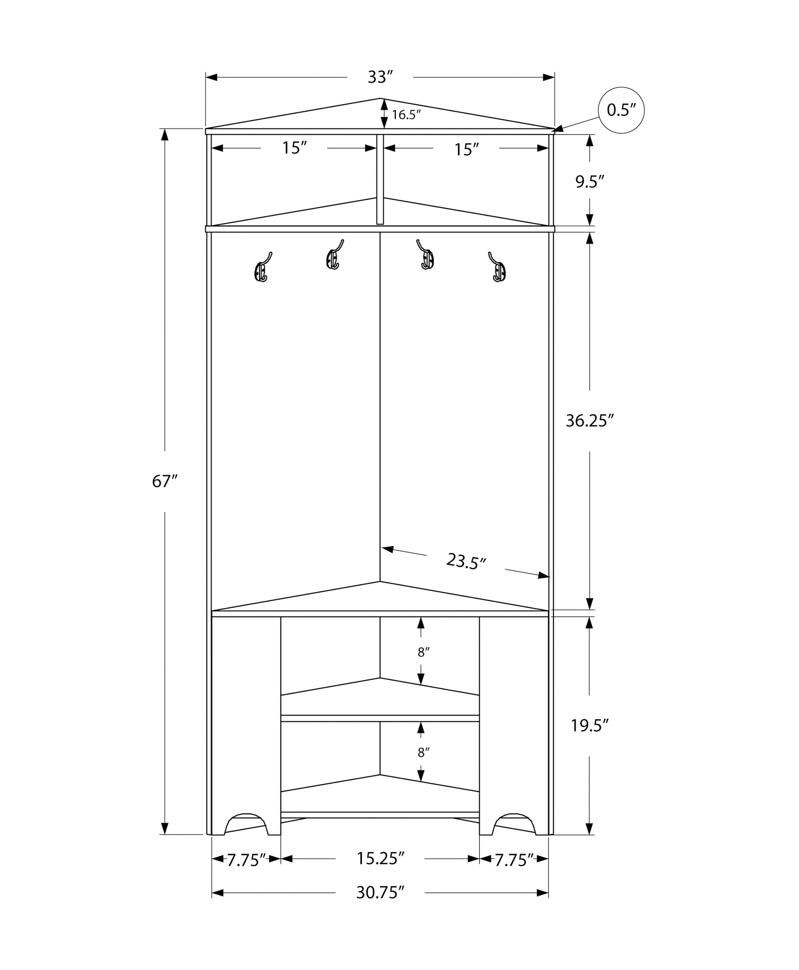 Hall Tree - 67H / Dark Taupe Corner Unit