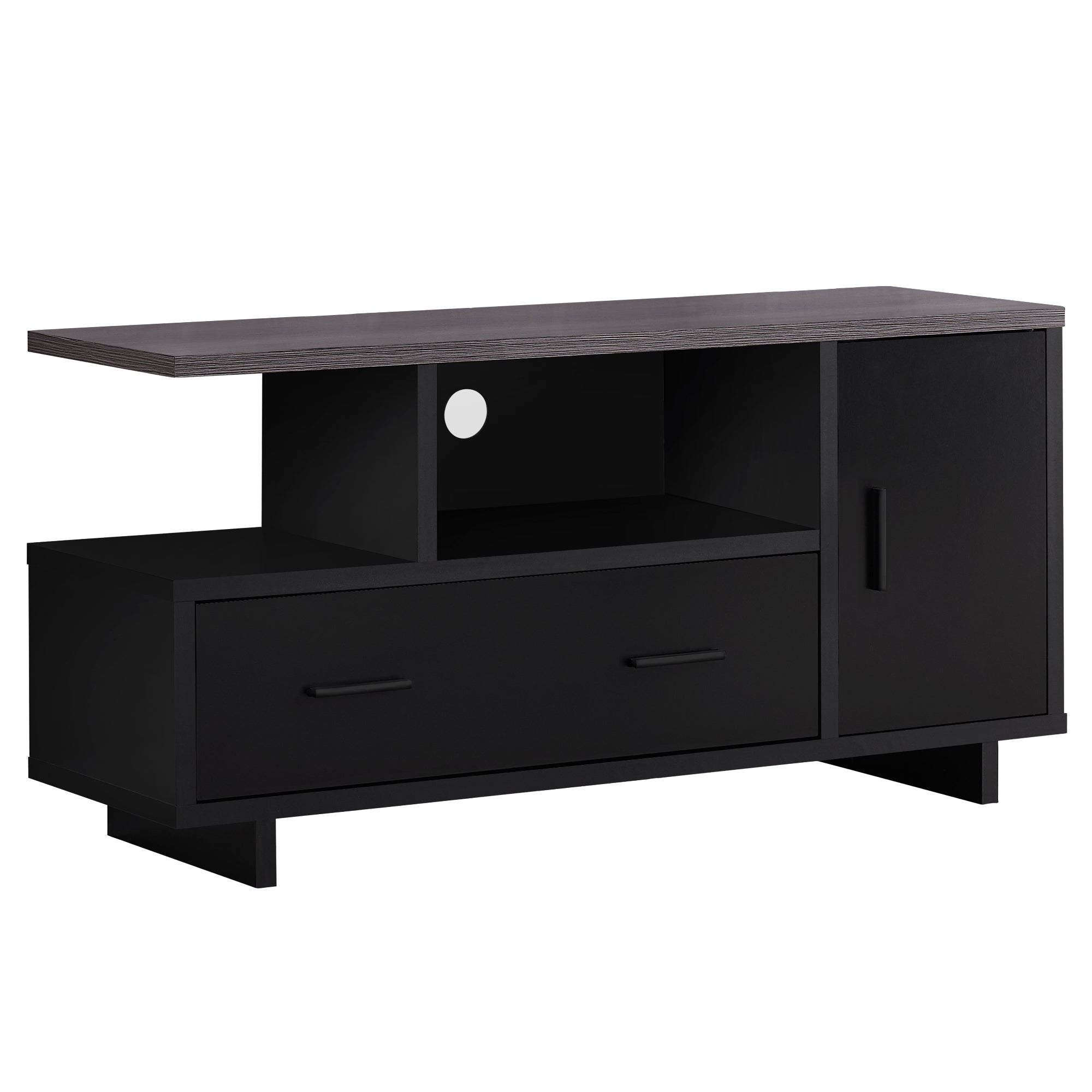 Tv Stand - 48L / Black / Grey Top With Storage