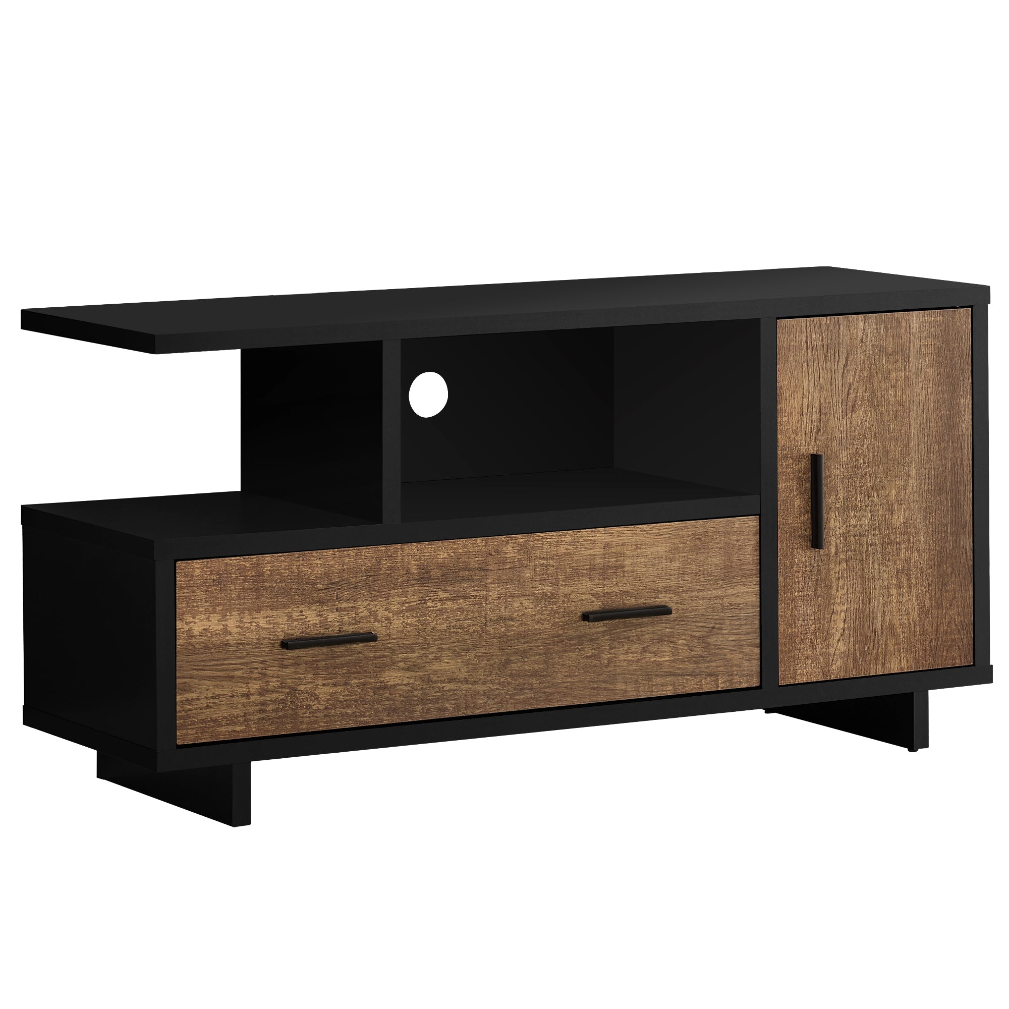 Tv Stand - 48L / Black / Brown Reclaimed Wood-Look
