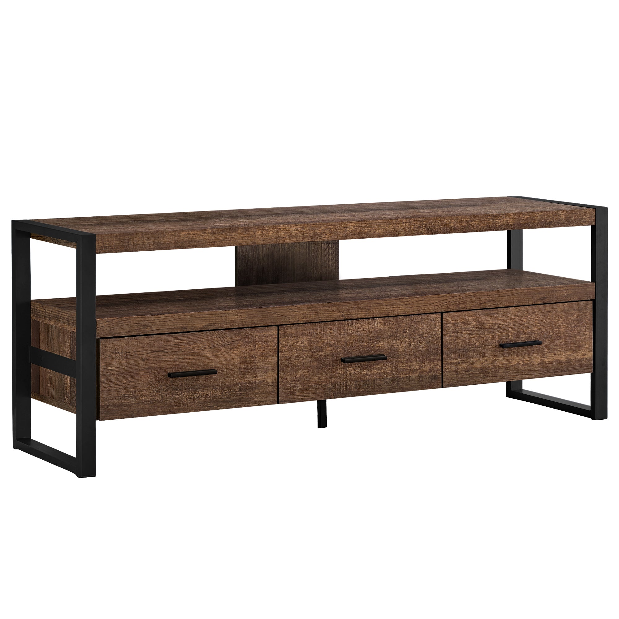 Tv Stand - 60L / Brown Reclaimed Wood-Look / 3 Drawers