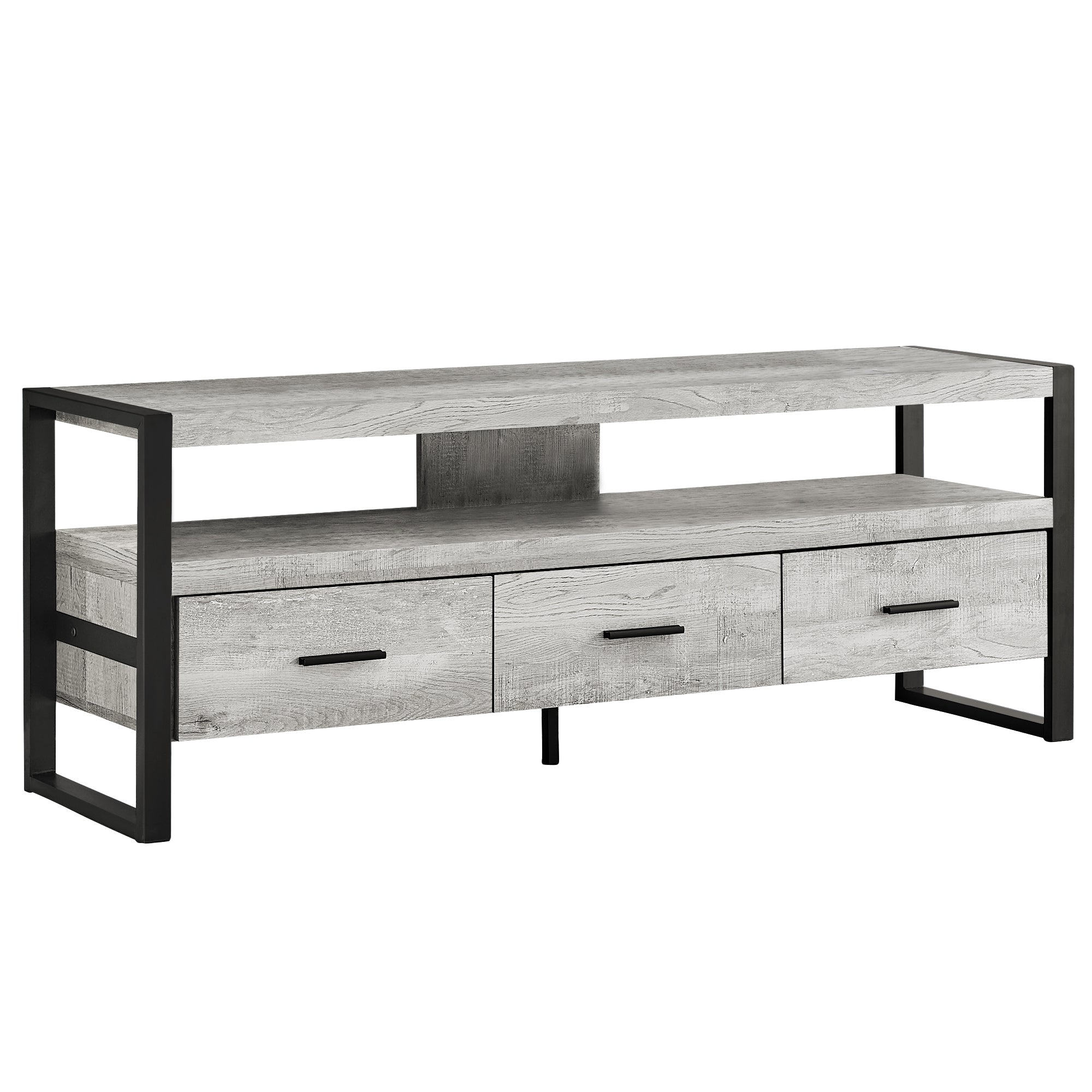 Tv Stand - 60L / Grey Reclaimed Wood-Look / 3 Drawers