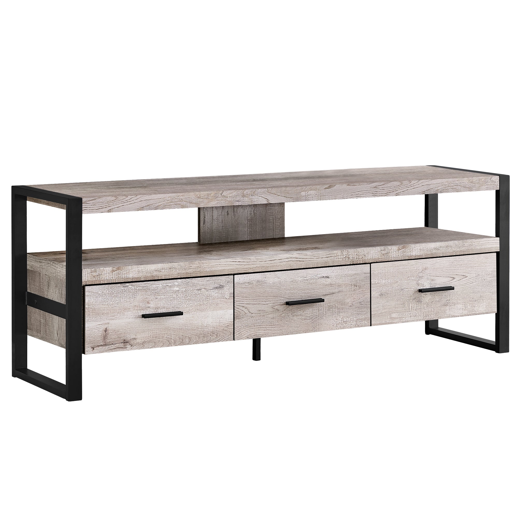 Tv Stand - 60L / Taupe Reclaimed Wood-Look / 3 Drawers