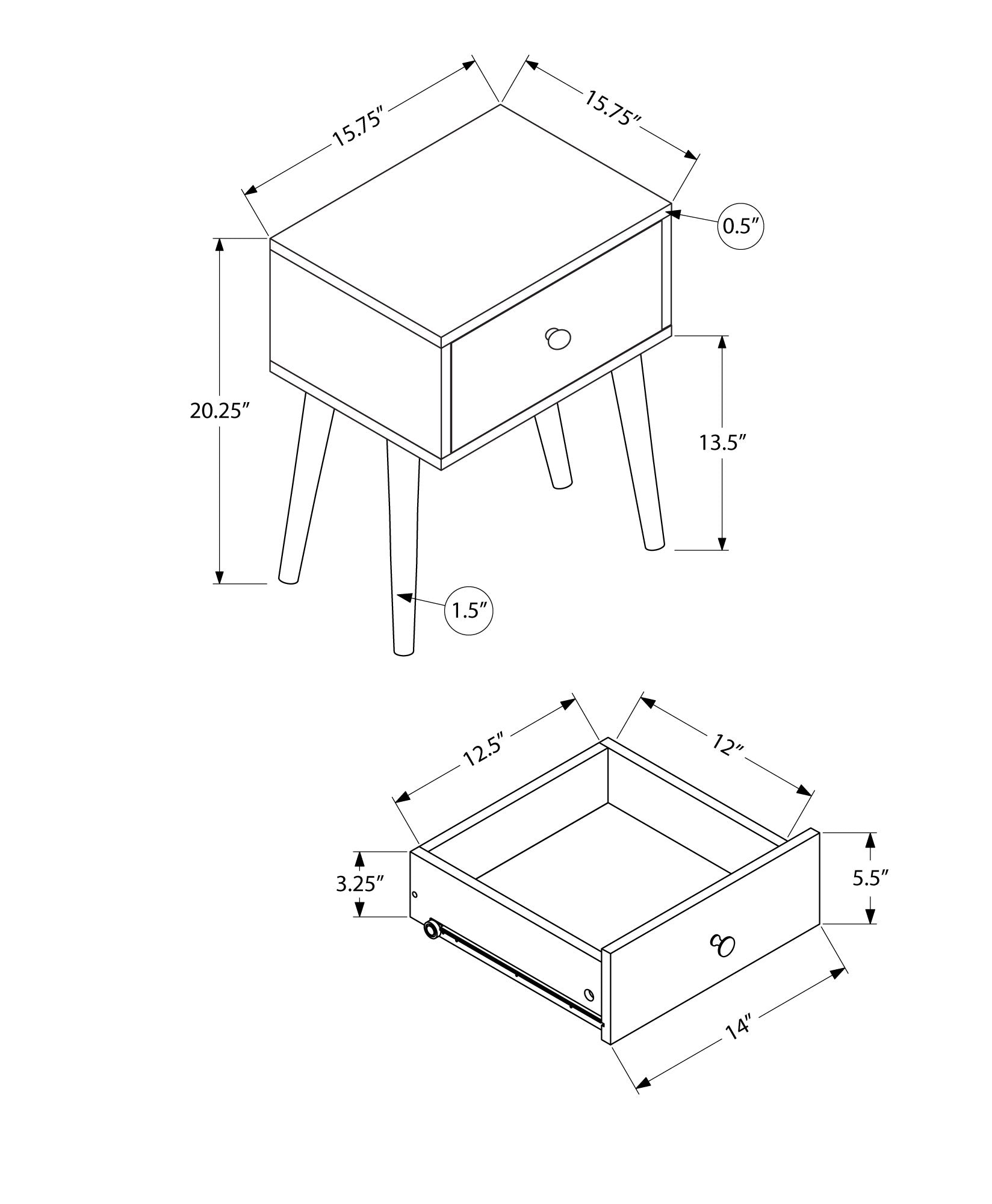 Accent Table - 20H / Walnut Mid-Century With A Drawer