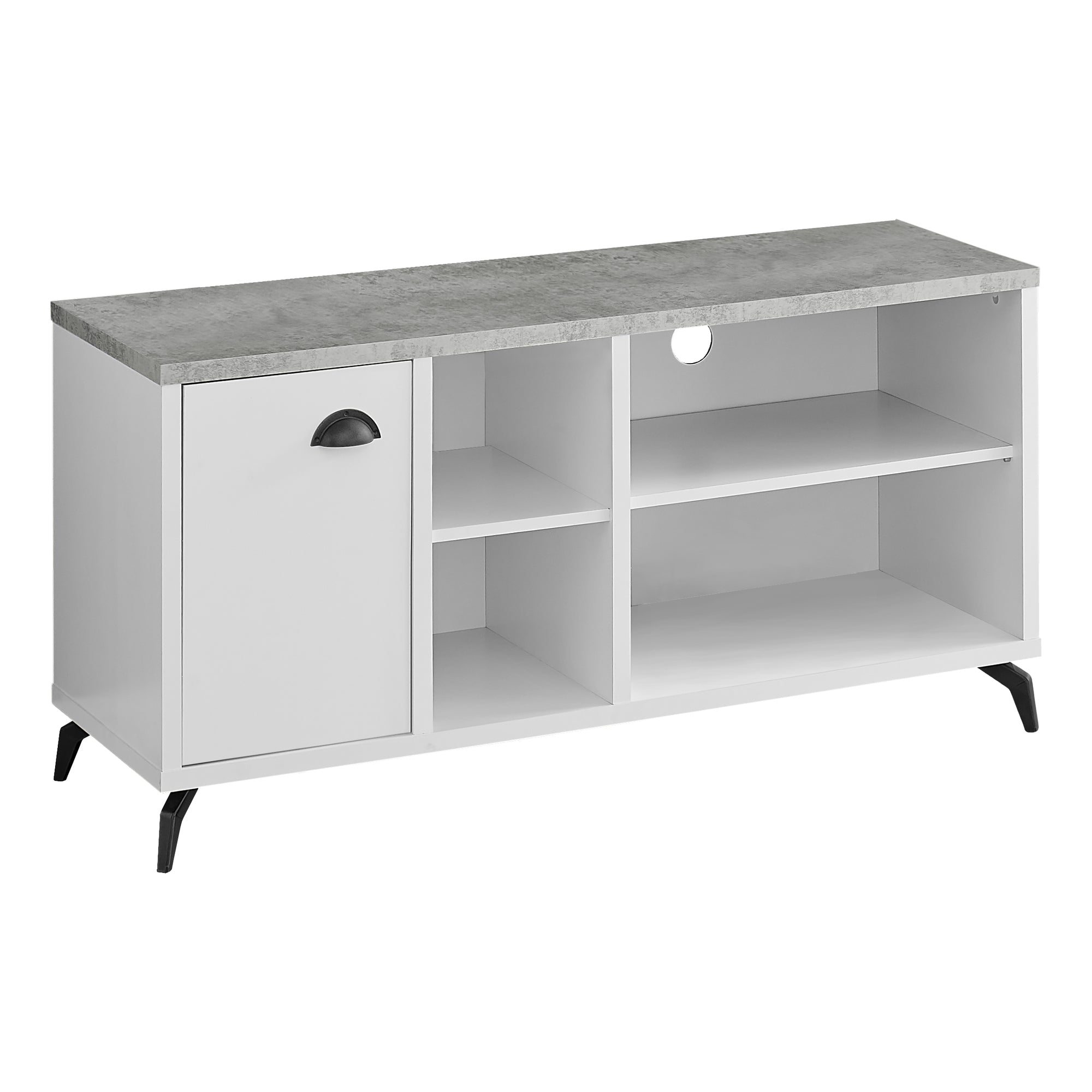 Tv Stand - 48L / White / Grey Cement-Look Top
