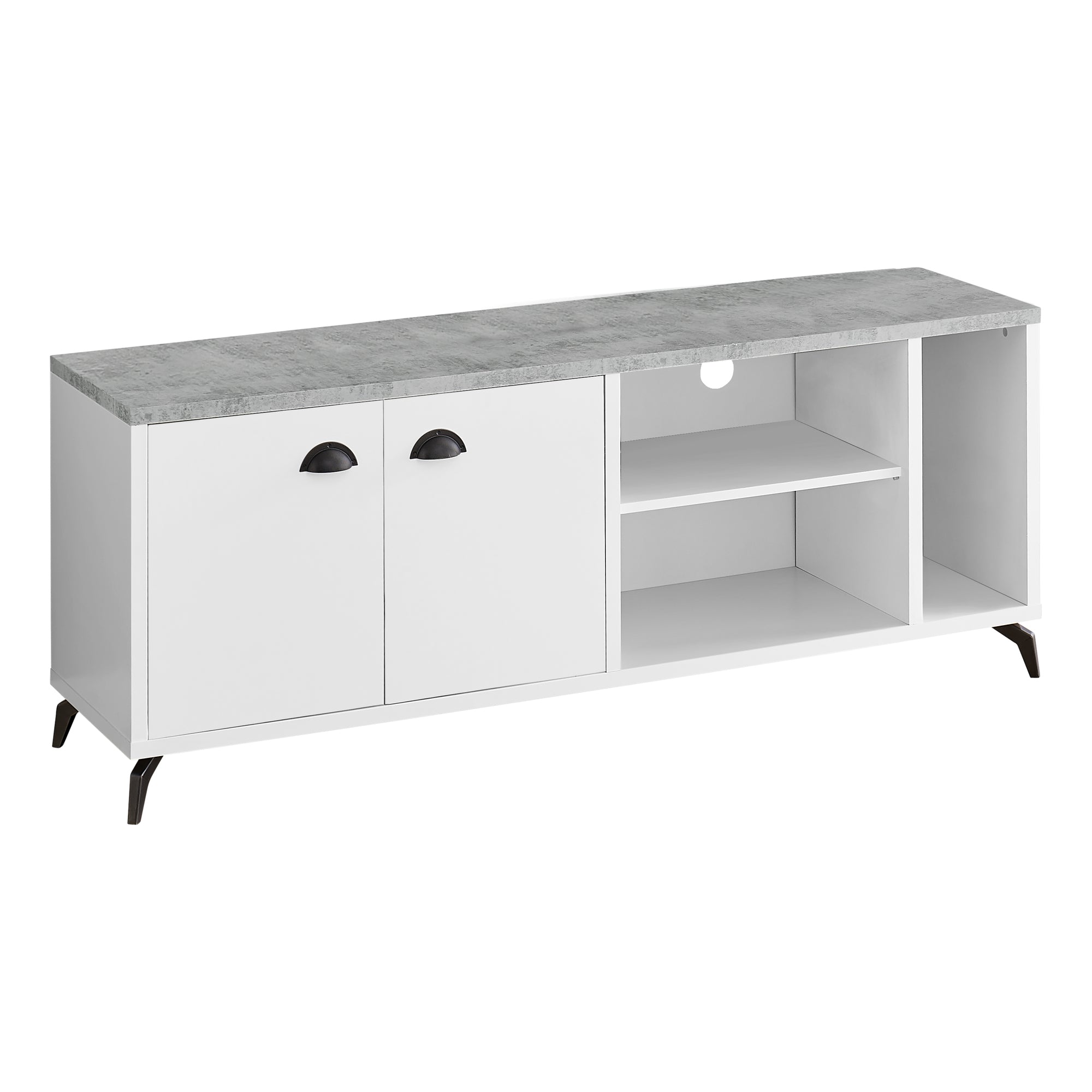 Tv Stand - 60L / White / Grey Cement-Look Top