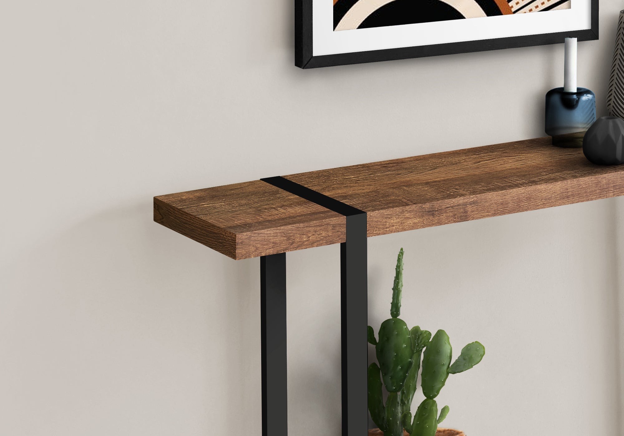 Accent Table - 48L / Brown Reclaimed Wood-Look / Black