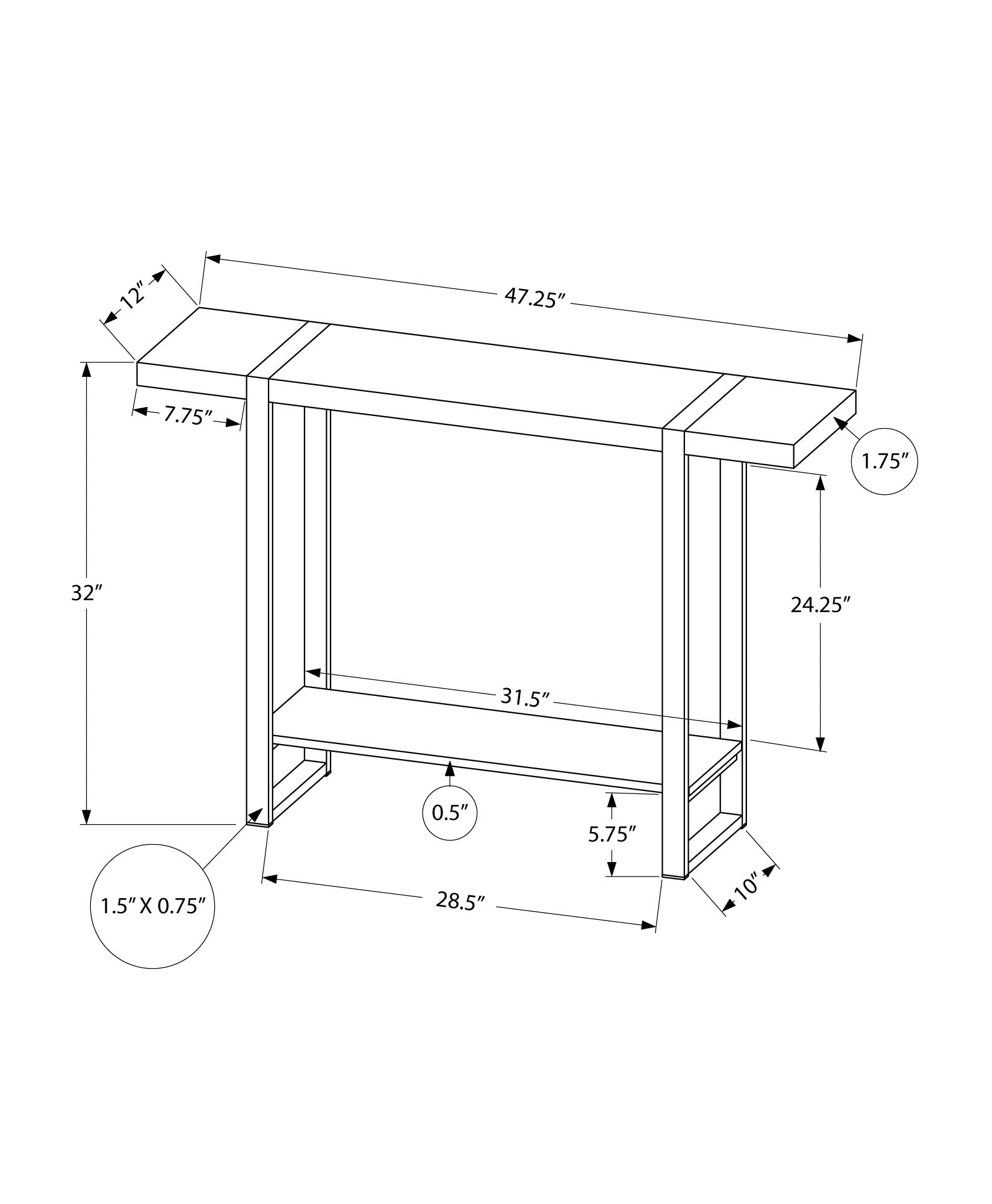 Accent Table - 48L / Grey Reclaimed Wood-Look / Black