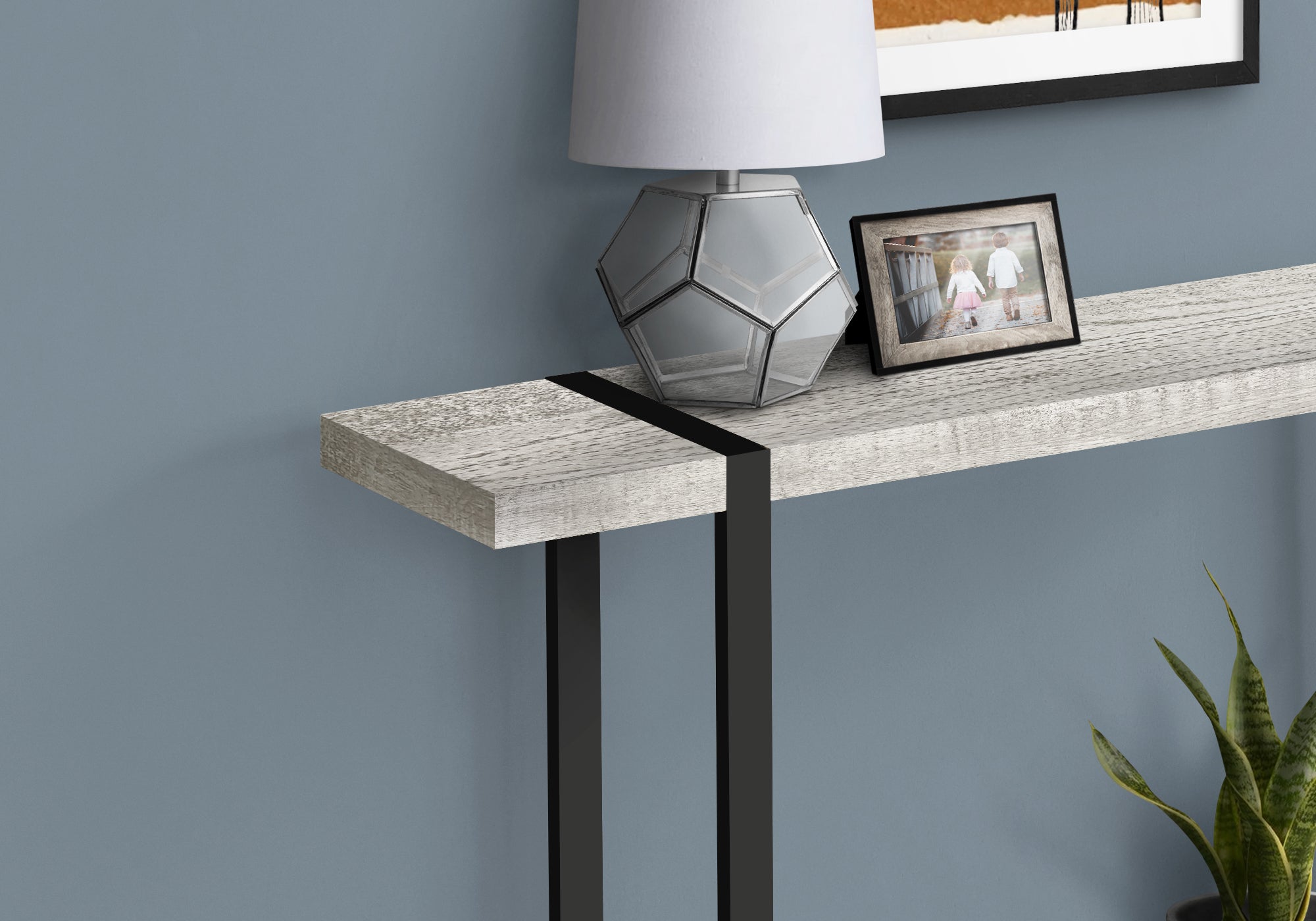 Accent Table - 48L / Grey Reclaimed Wood-Look / Black