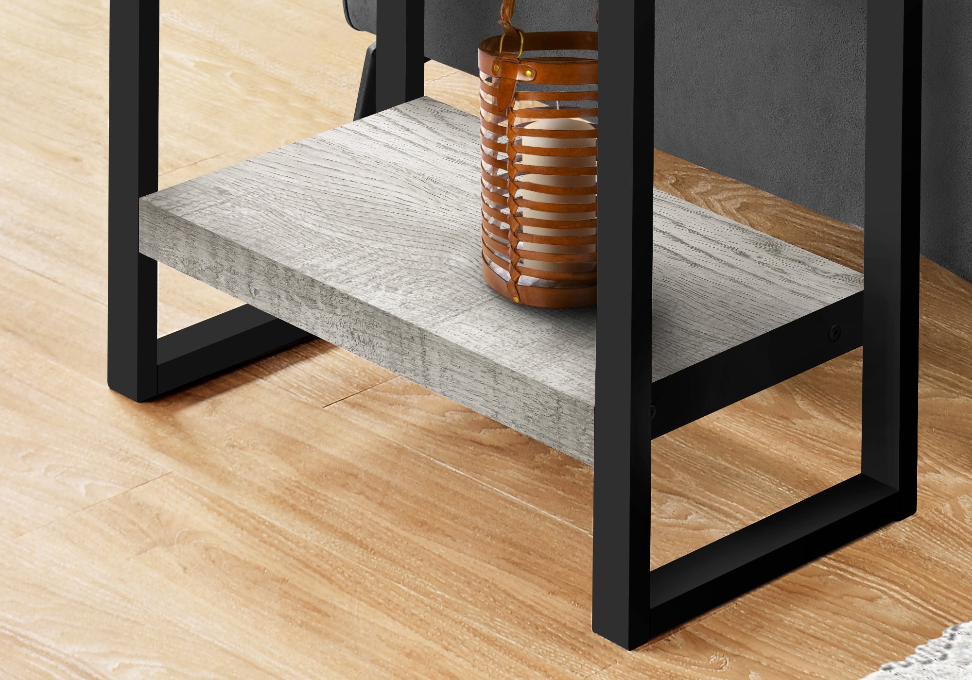 Accent Table - Grey Reclaimed Wood-Look / Black Metal