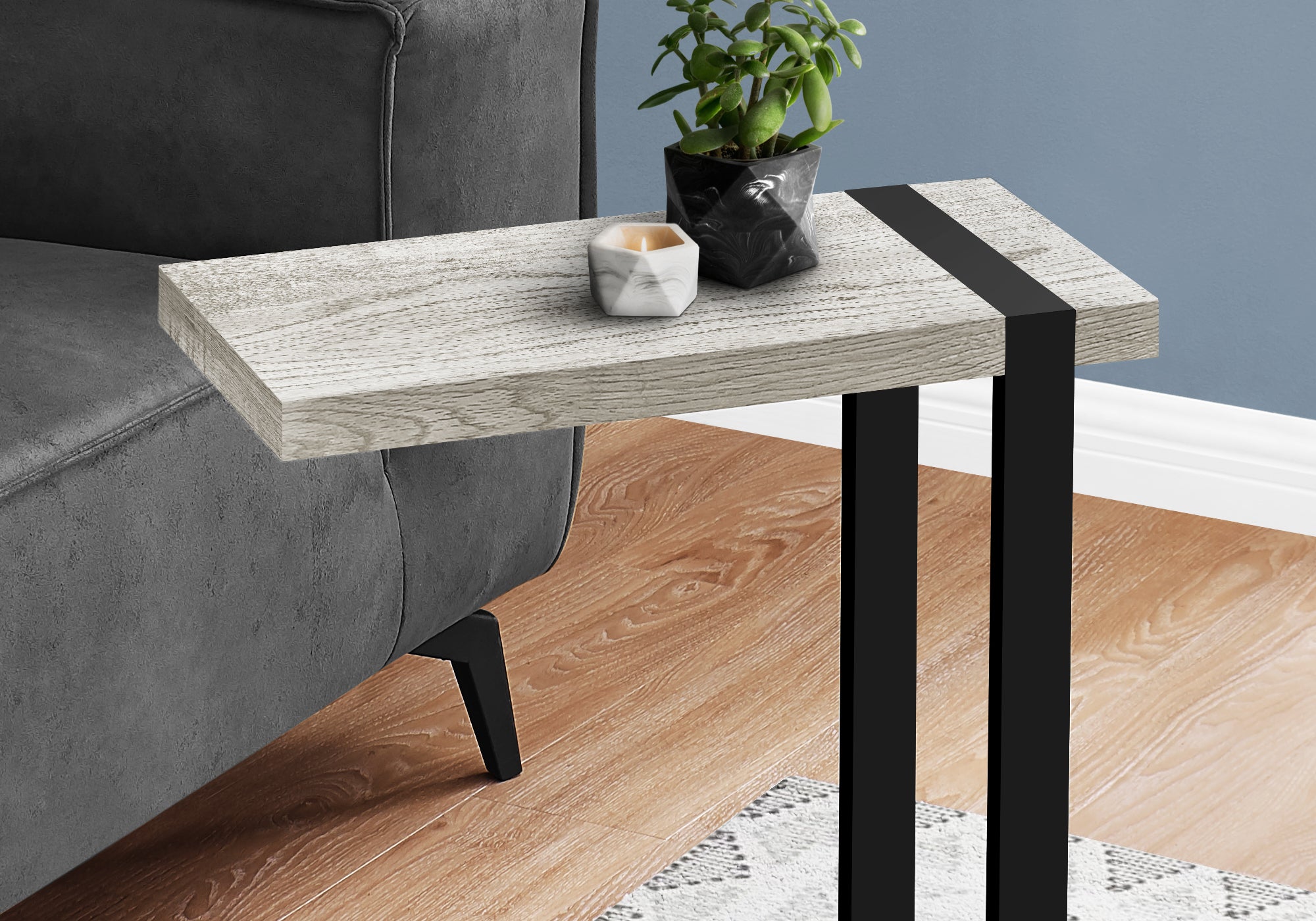Accent Table - Grey Reclaimed Wood-Look / Black Metal