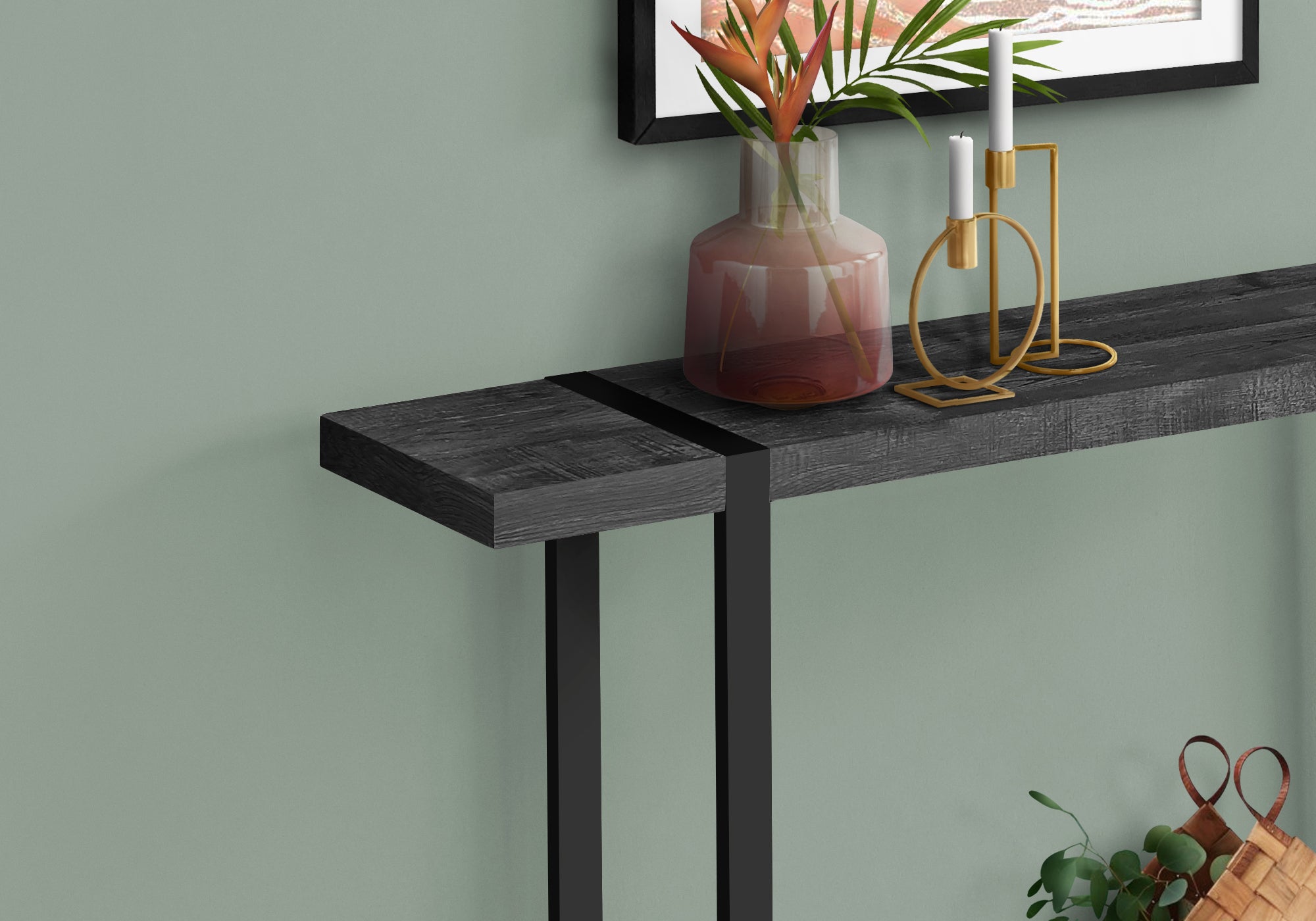 Accent Table - 48L / Black Reclaimed Wood-Look / Black