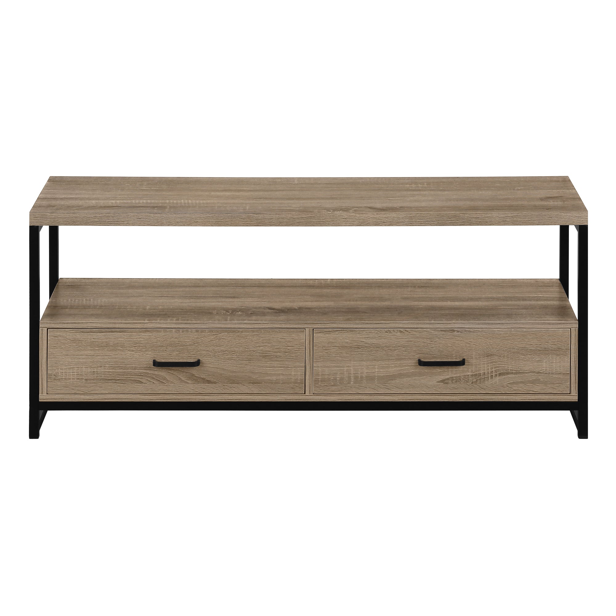Tv Stand - 48L / Dark Taupe / Black Metal