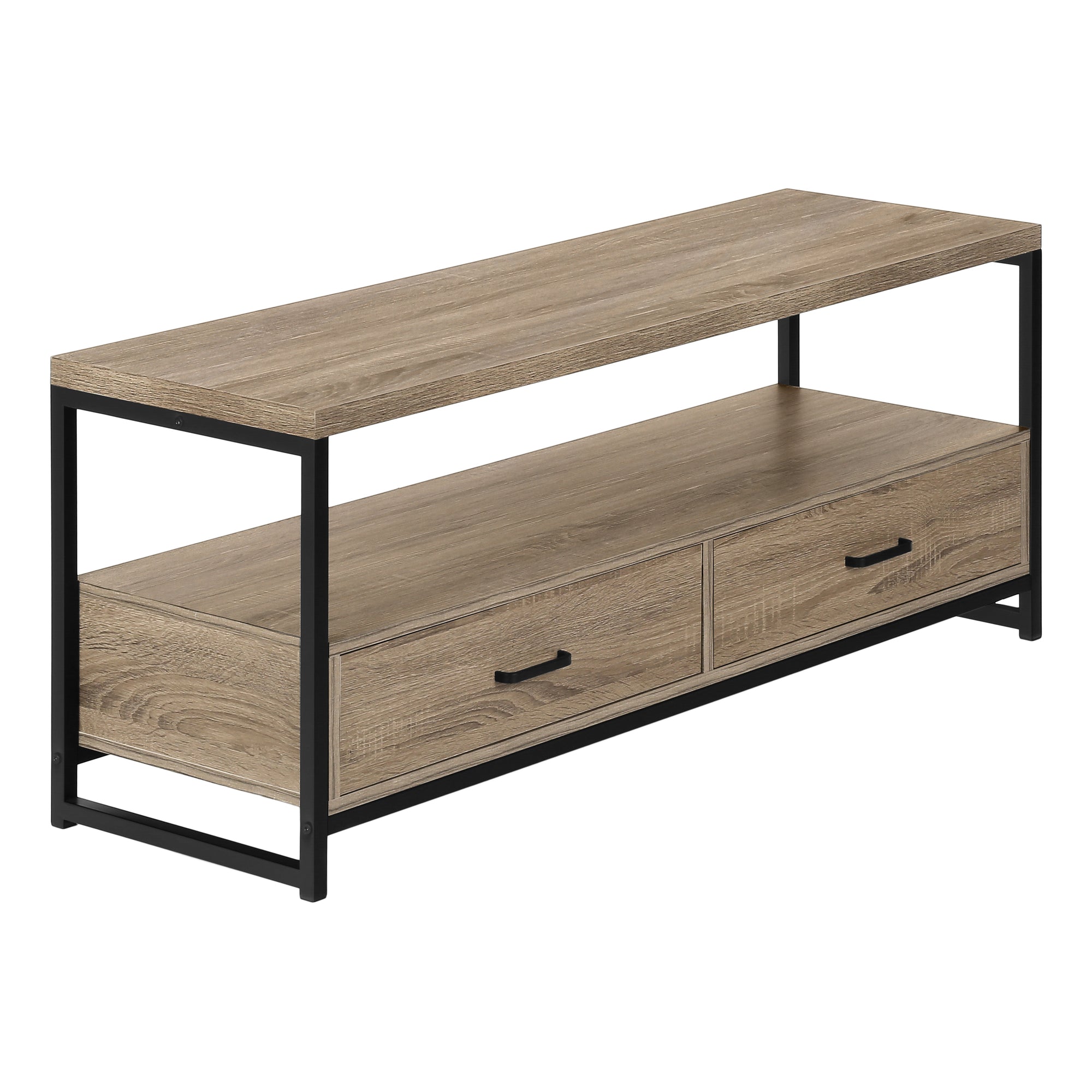 Tv Stand - 48L / Dark Taupe / Black Metal