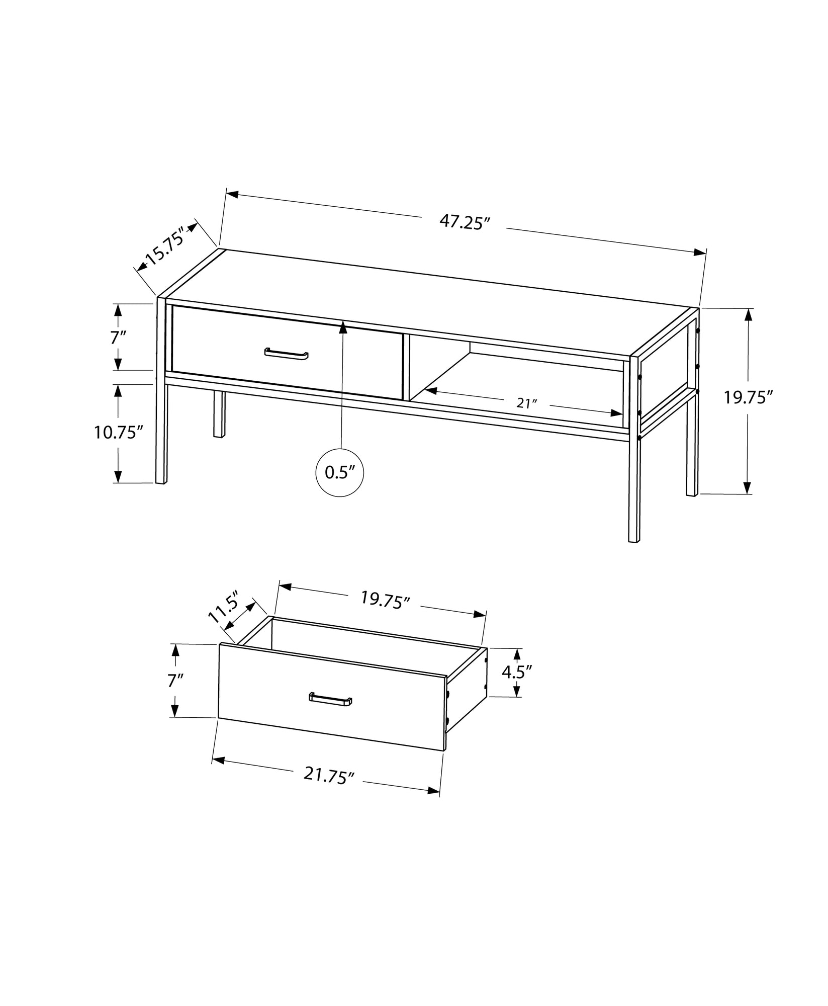 Tv Stand - 48L / Black / Black Metal