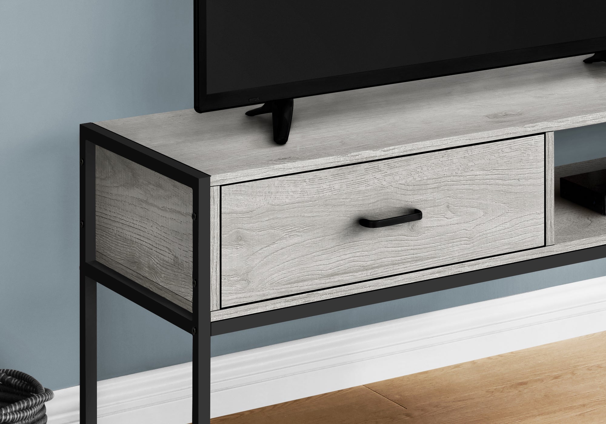 Tv Stand - 48L / Grey / Black Metal