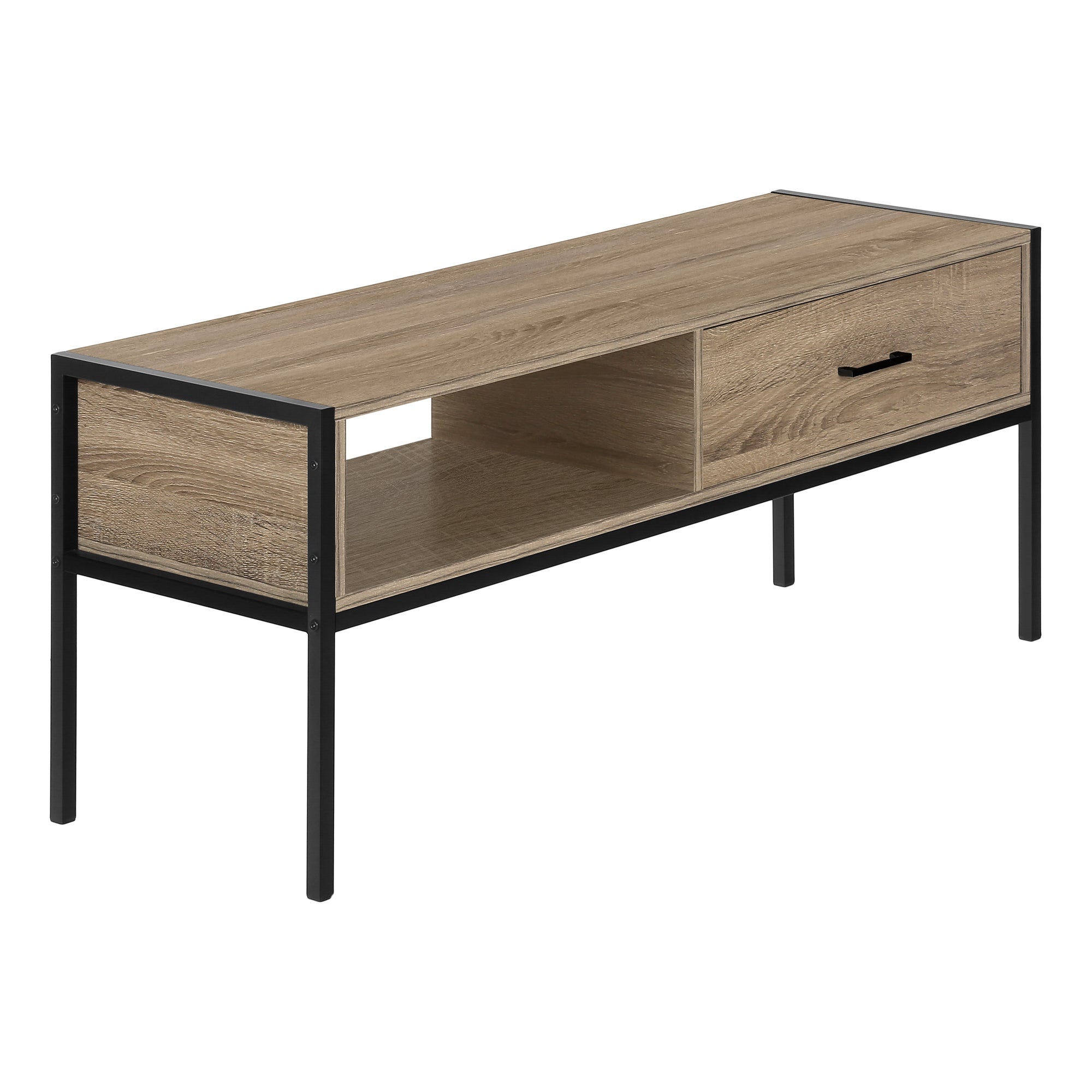 Tv Stand - 48L / Dark Taupe / Black Metal