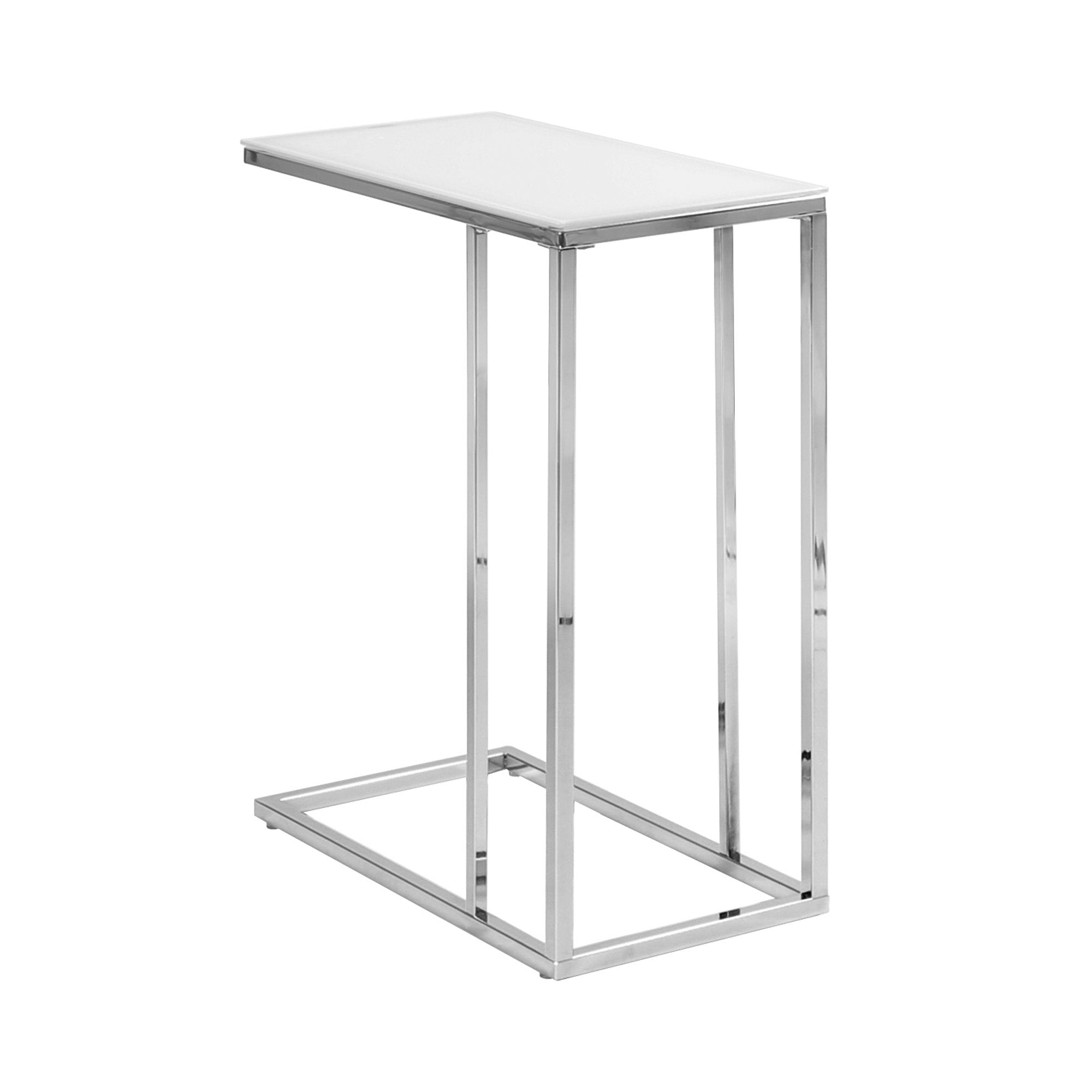 Accent Table - Chrome Metal With Frosted Tempered Glass