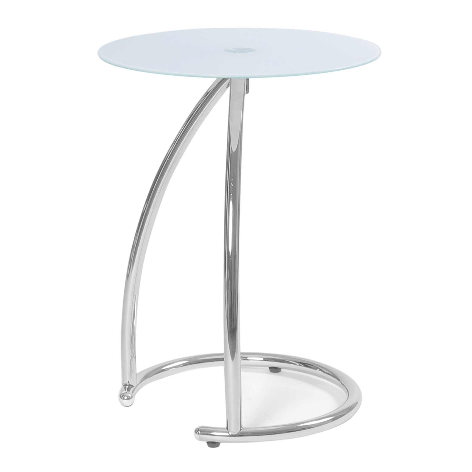 Accent Table - Chrome Metal With Frosted Tempered Glass