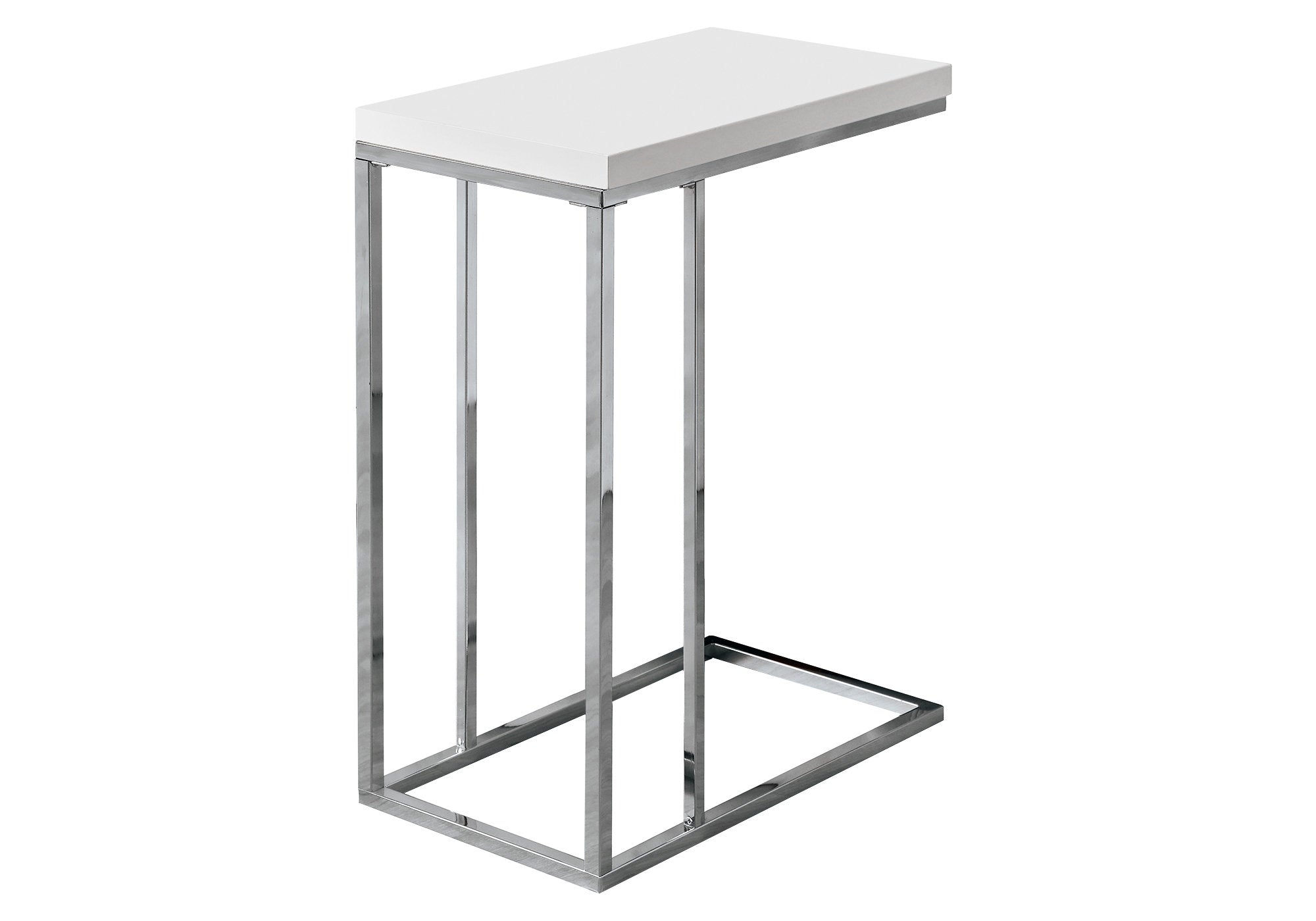 Accent Table - Glossy White With Chrome Metal
