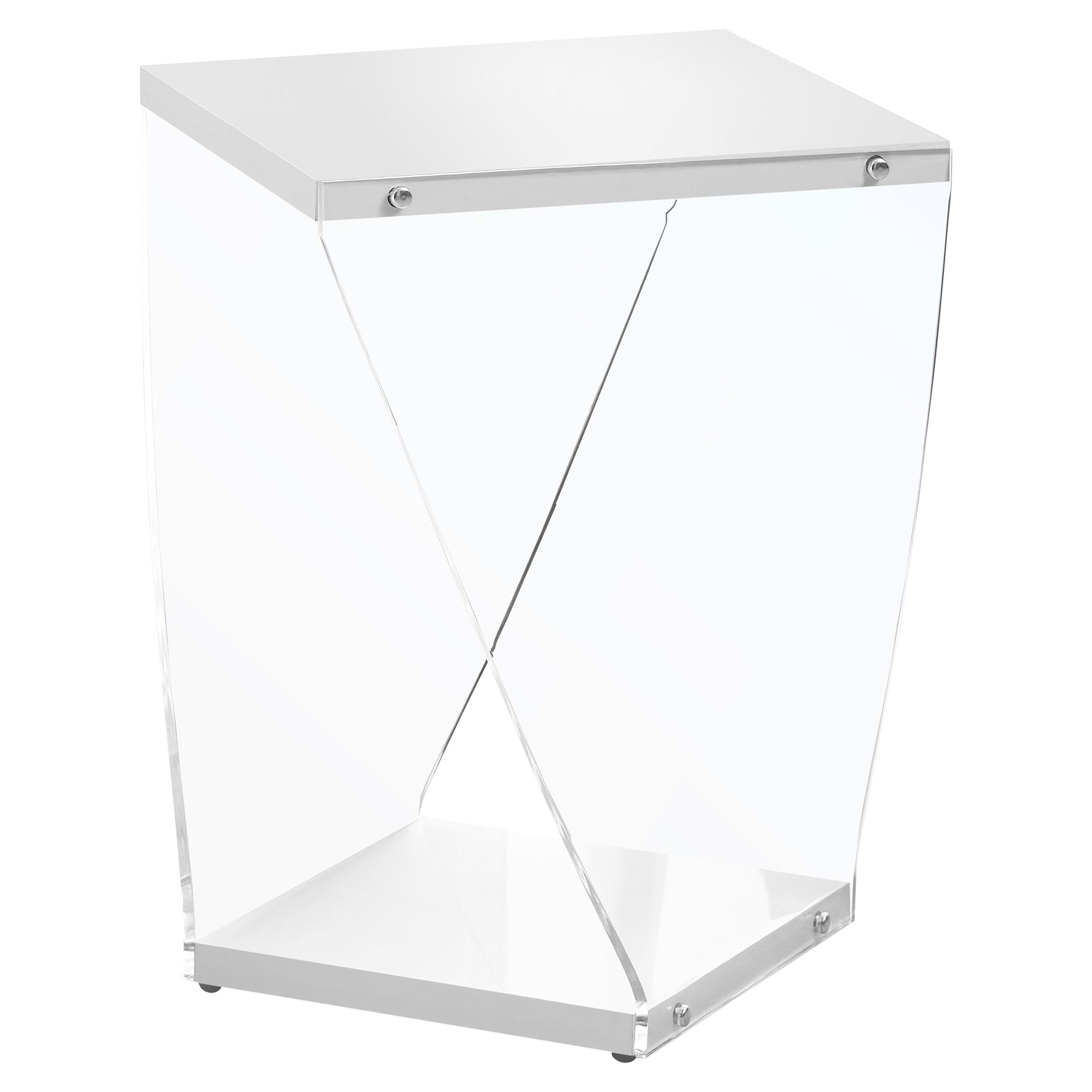 Accent Table - 22H / Glossy White / Clear Acrylic