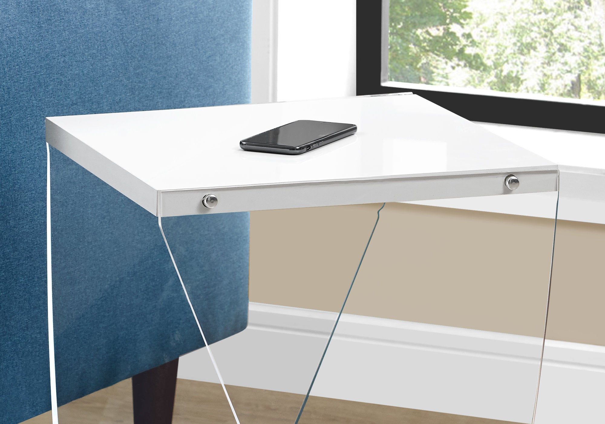 Accent Table - 22H / Glossy White / Clear Acrylic