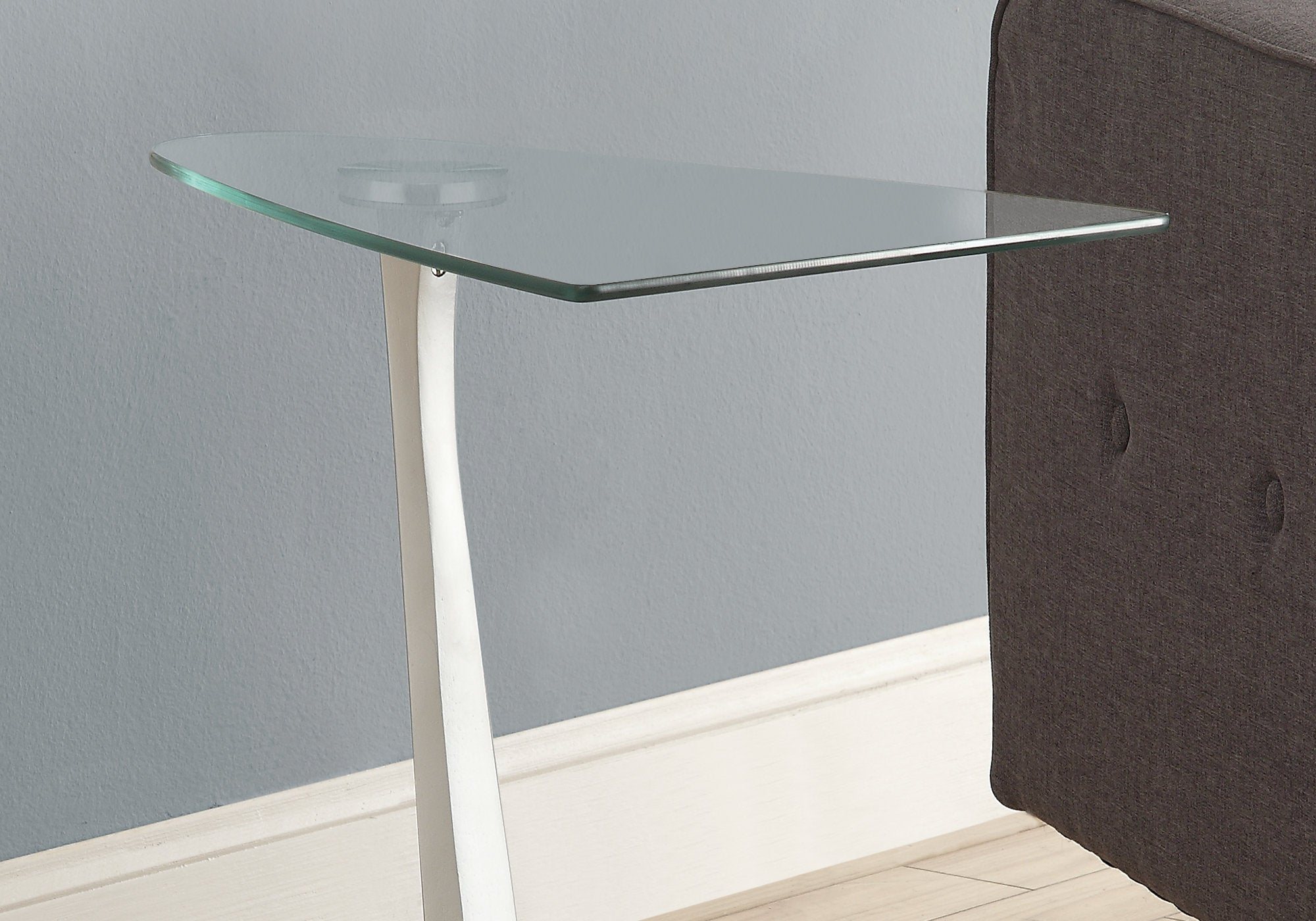 Accent Table - Glossy Black / Silver With Tempered Glass