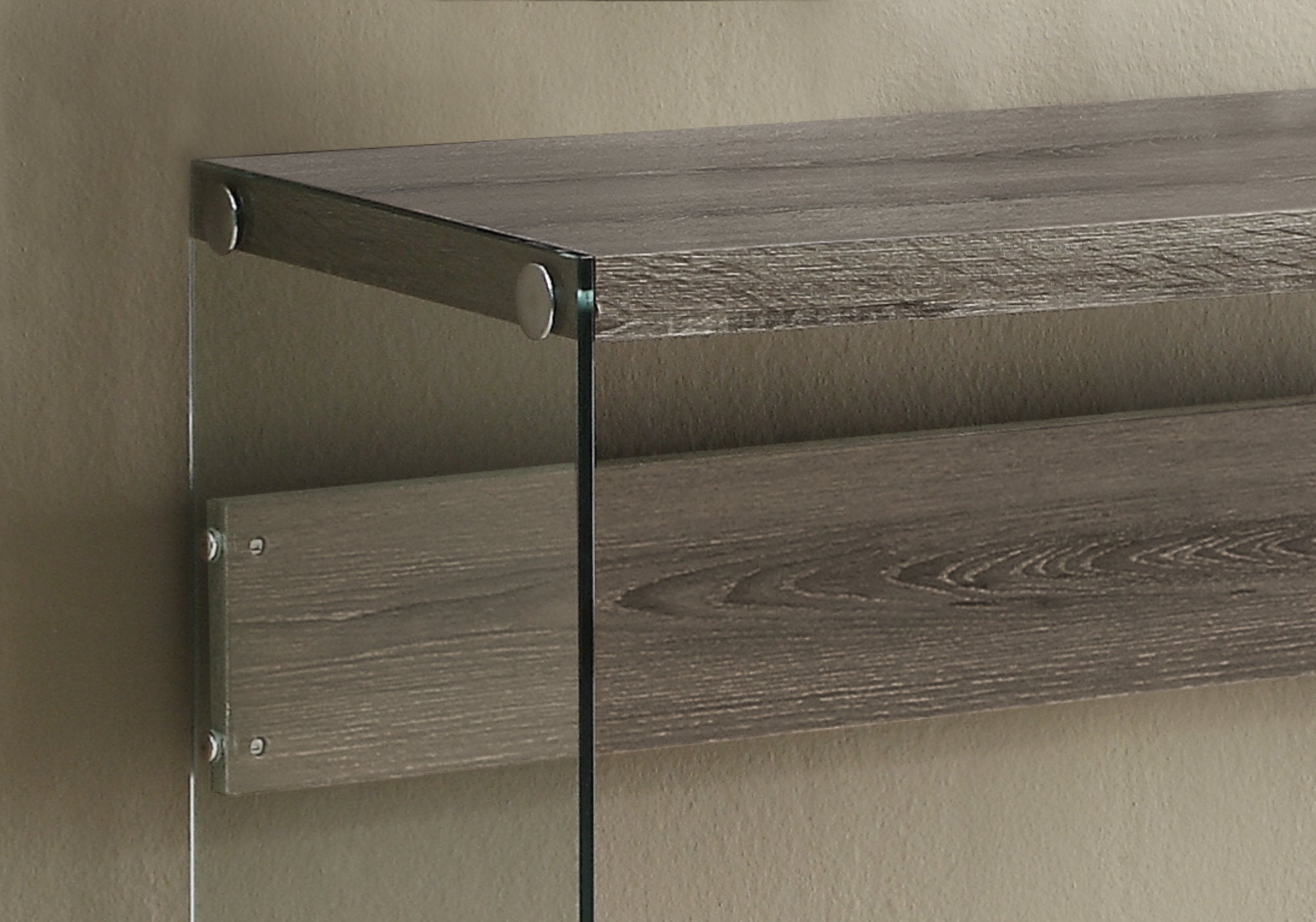 Accent Table - 44L / Dark Taupe / Tempered Glass